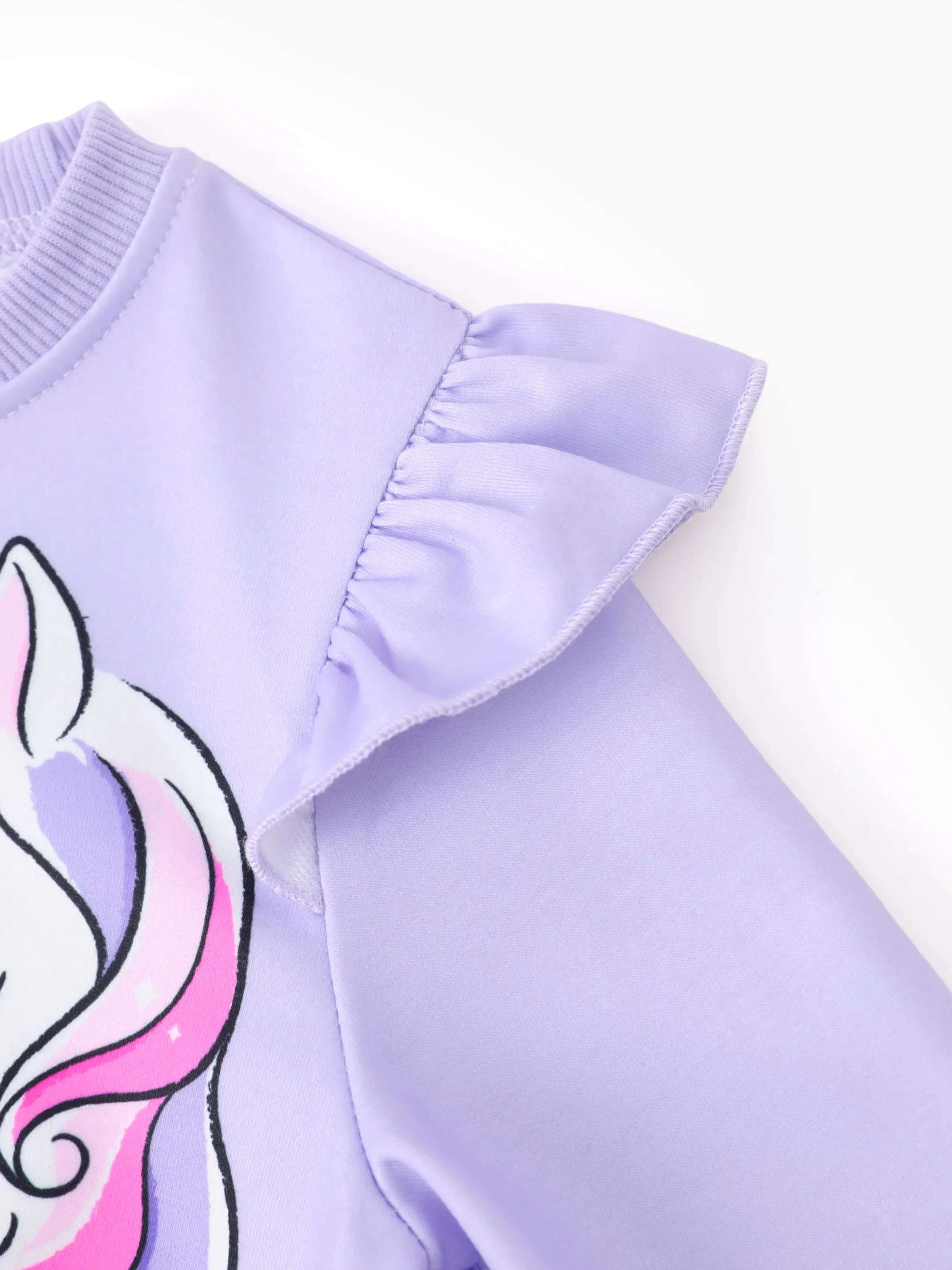 Toddler Girl Childlike Unicorn Print Sweatshirt Purple - Image 10