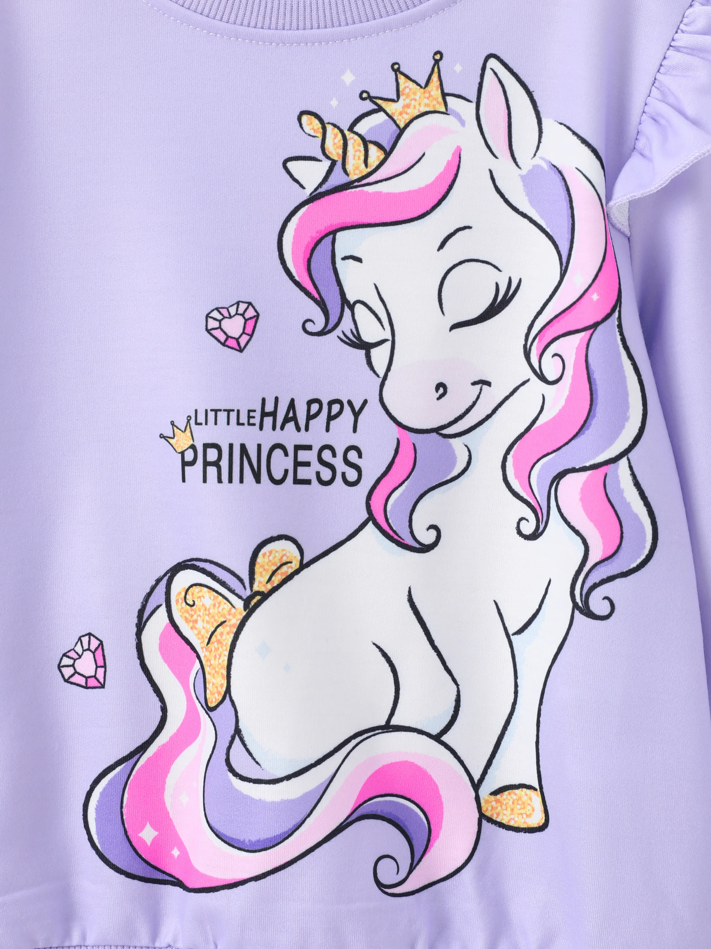 Toddler Girl Childlike Unicorn Print Sweatshirt Purple - Image 15