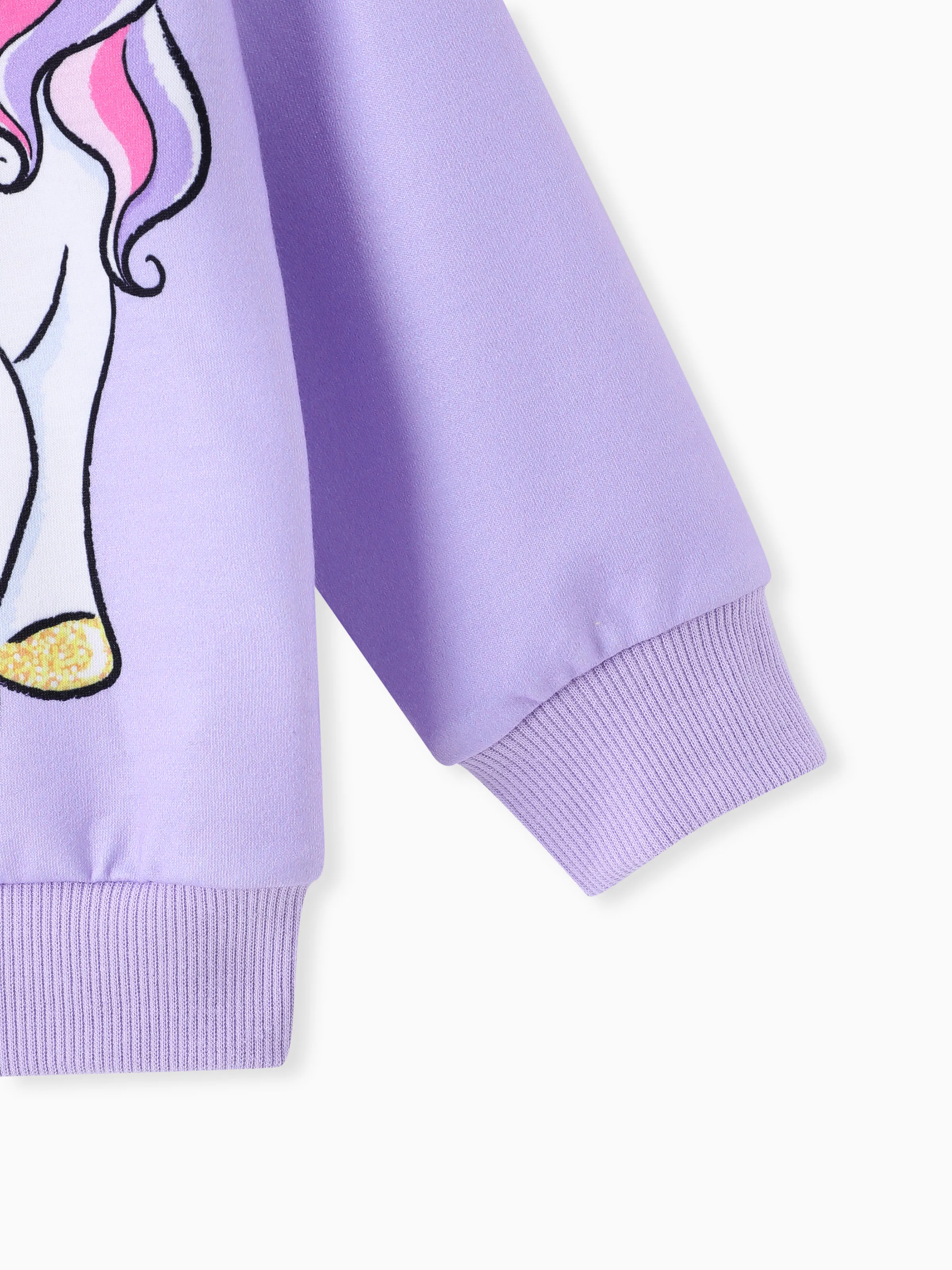 Toddler Girl Childlike Unicorn Print Sweatshirt Purple - Image 5