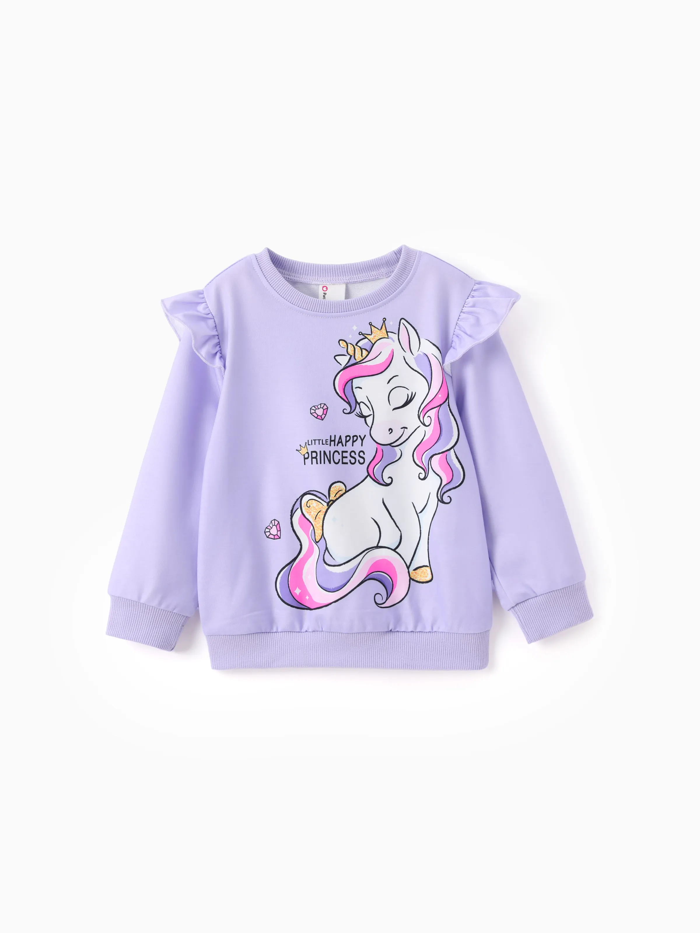 Toddler Girl Childlike Unicorn Print Sweatshirt Purple - Image 8