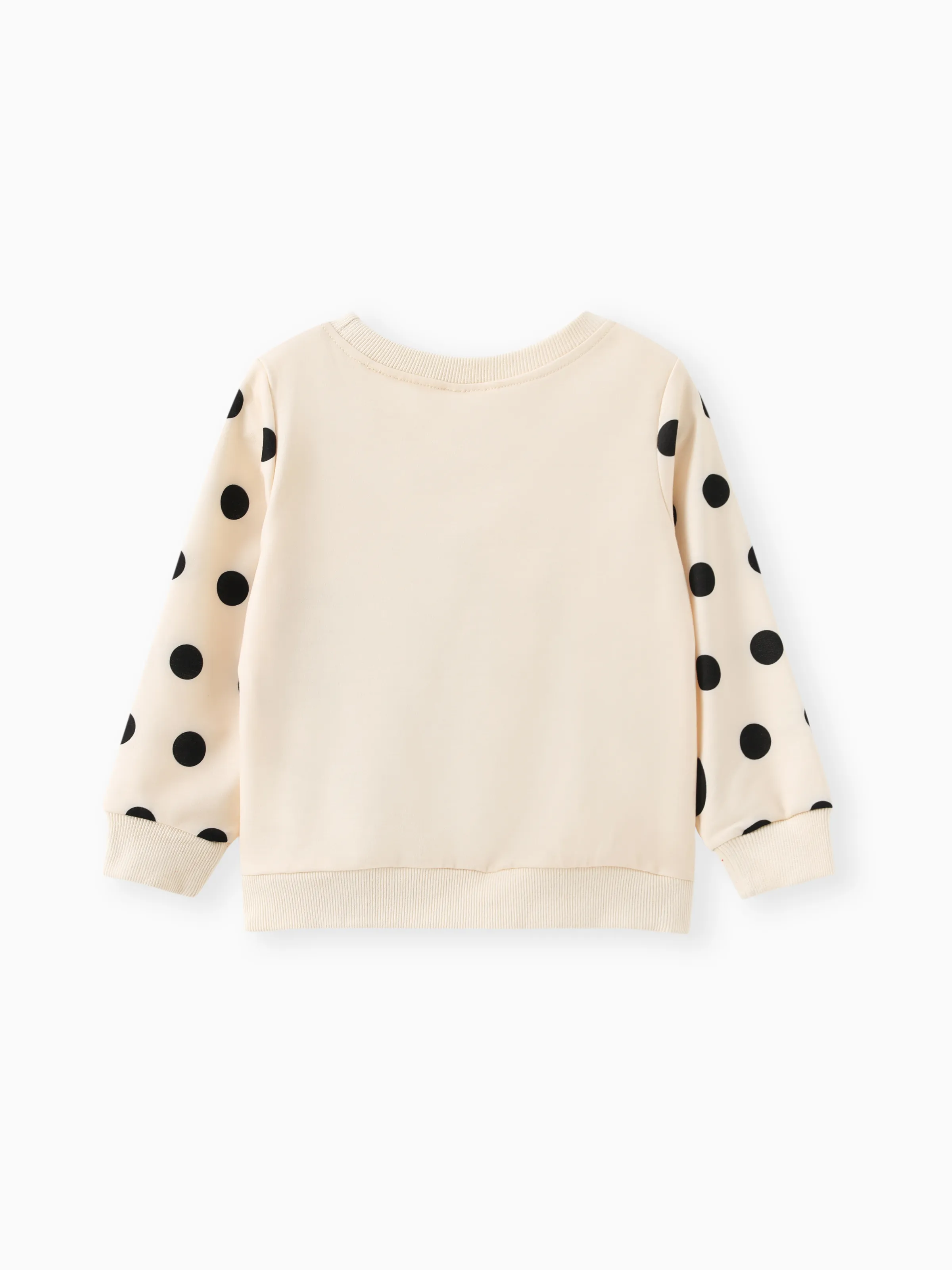 Toddler Girl Cute Rabbit Print Polka dots Pullover Sweatshirt Apricot - Image 2