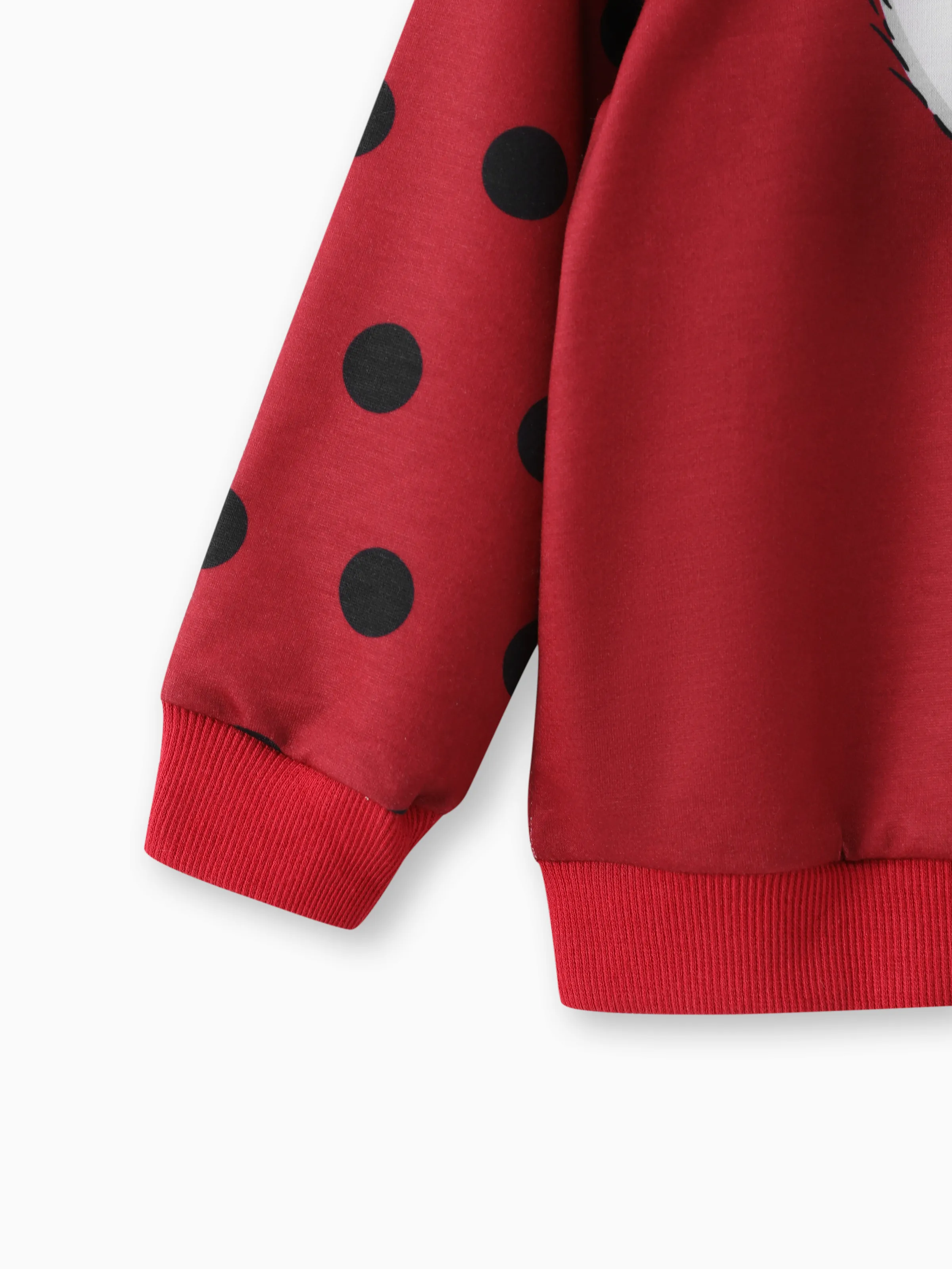 Toddler Girl Cute Rabbit Print Polka dots Pullover Sweatshirt Burgundy - Image 5