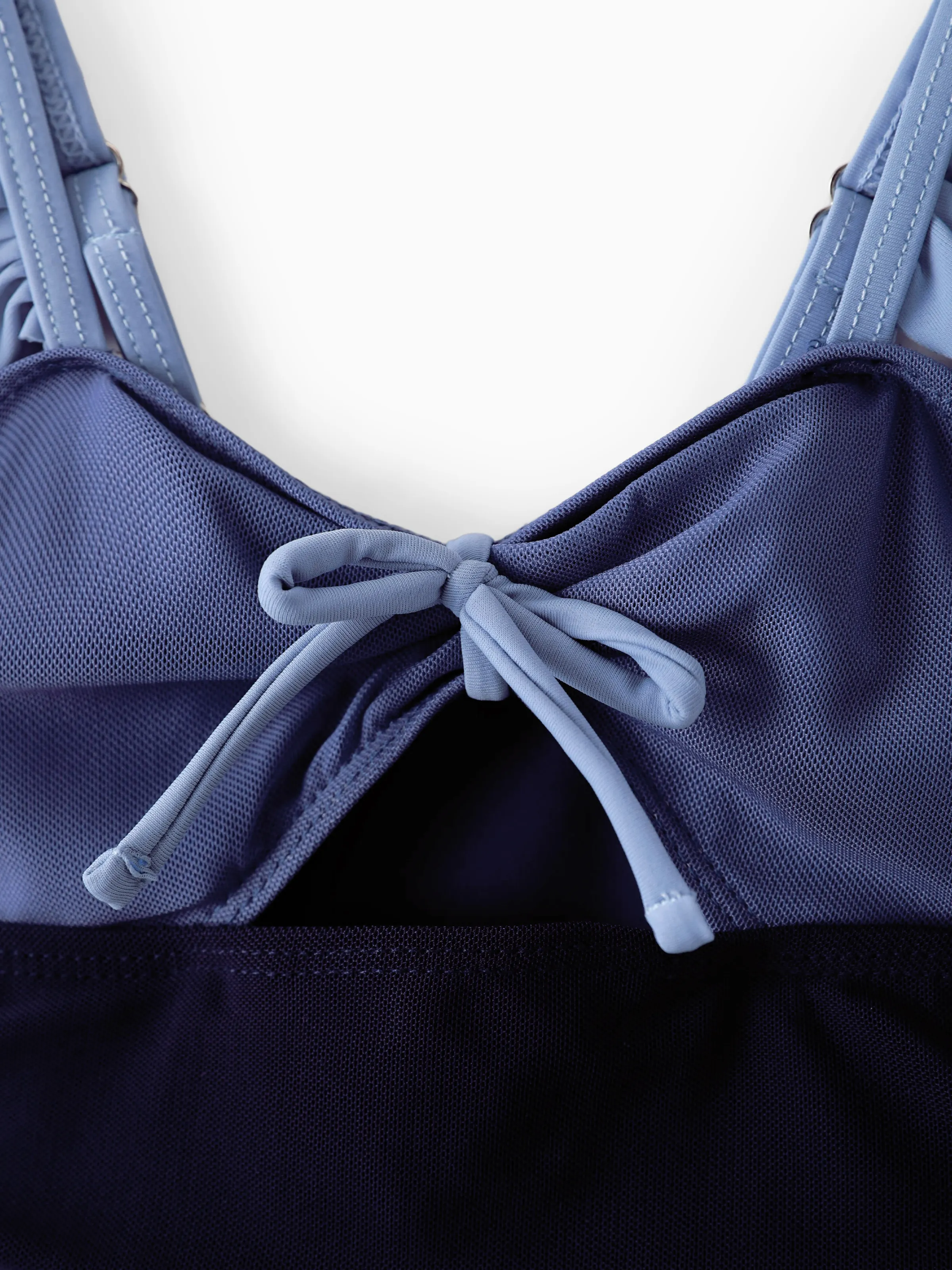 Toddler Girl Drawstring Ruched Bow Tie Cut Out Mesh Ruffle Strap One-Piece Swimsuit (Quick-Dry) MultiColour - Image 4