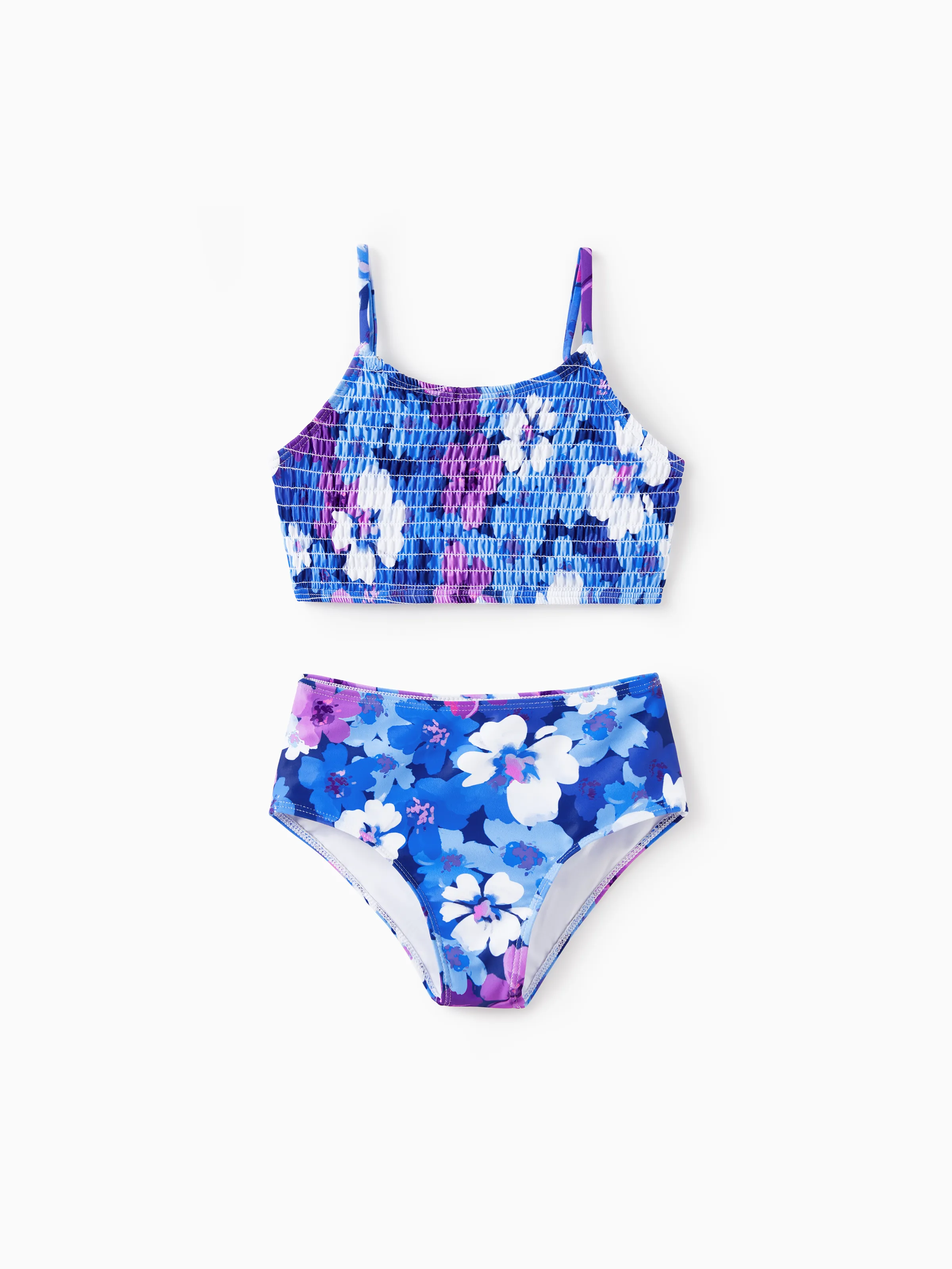 Toddler Girl Flora Smocking Strap two-piece Swimsuit Purple - Image 4