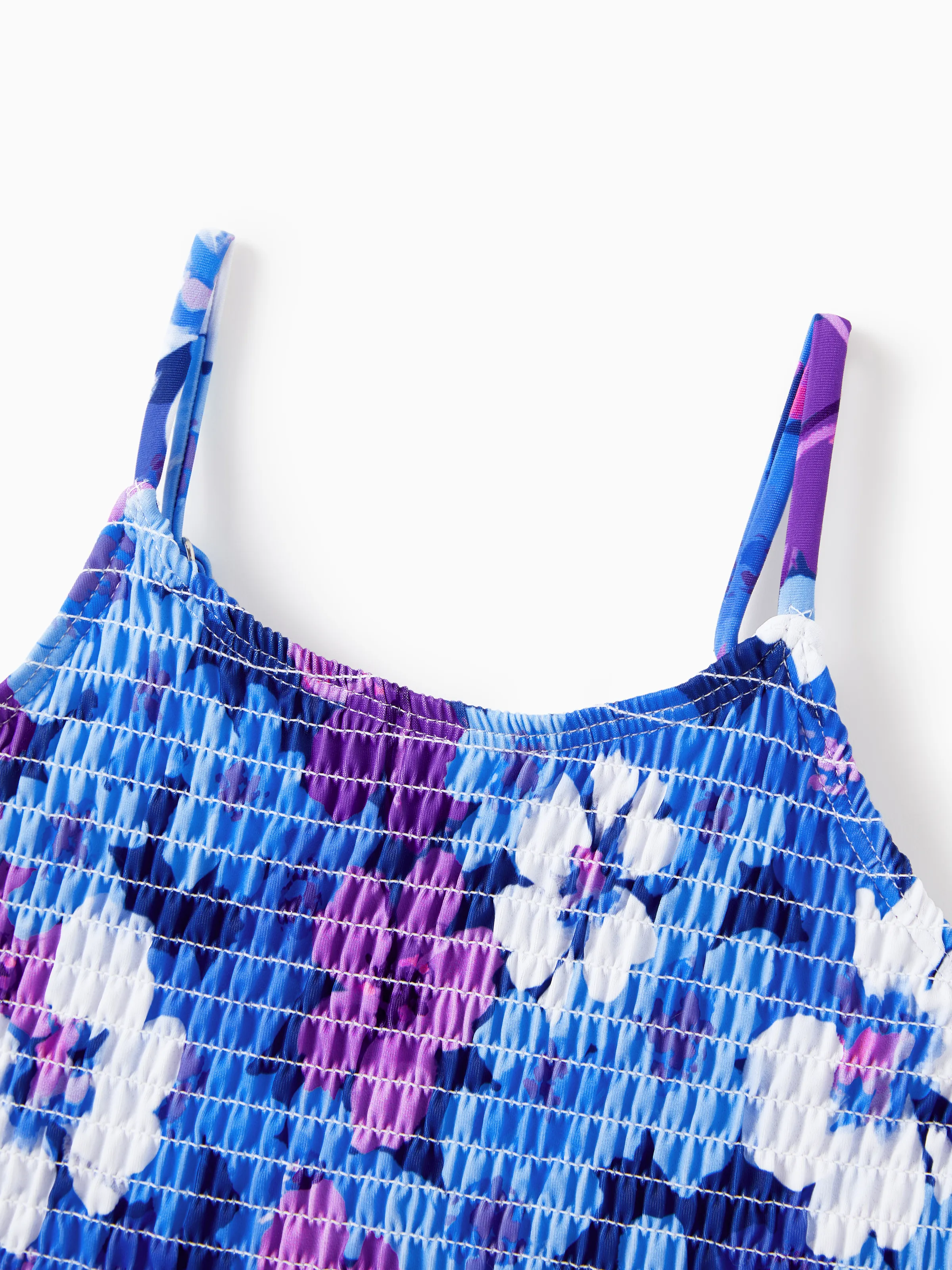 Toddler Girl Flora Smocking Strap two-piece Swimsuit Purple - Image 6