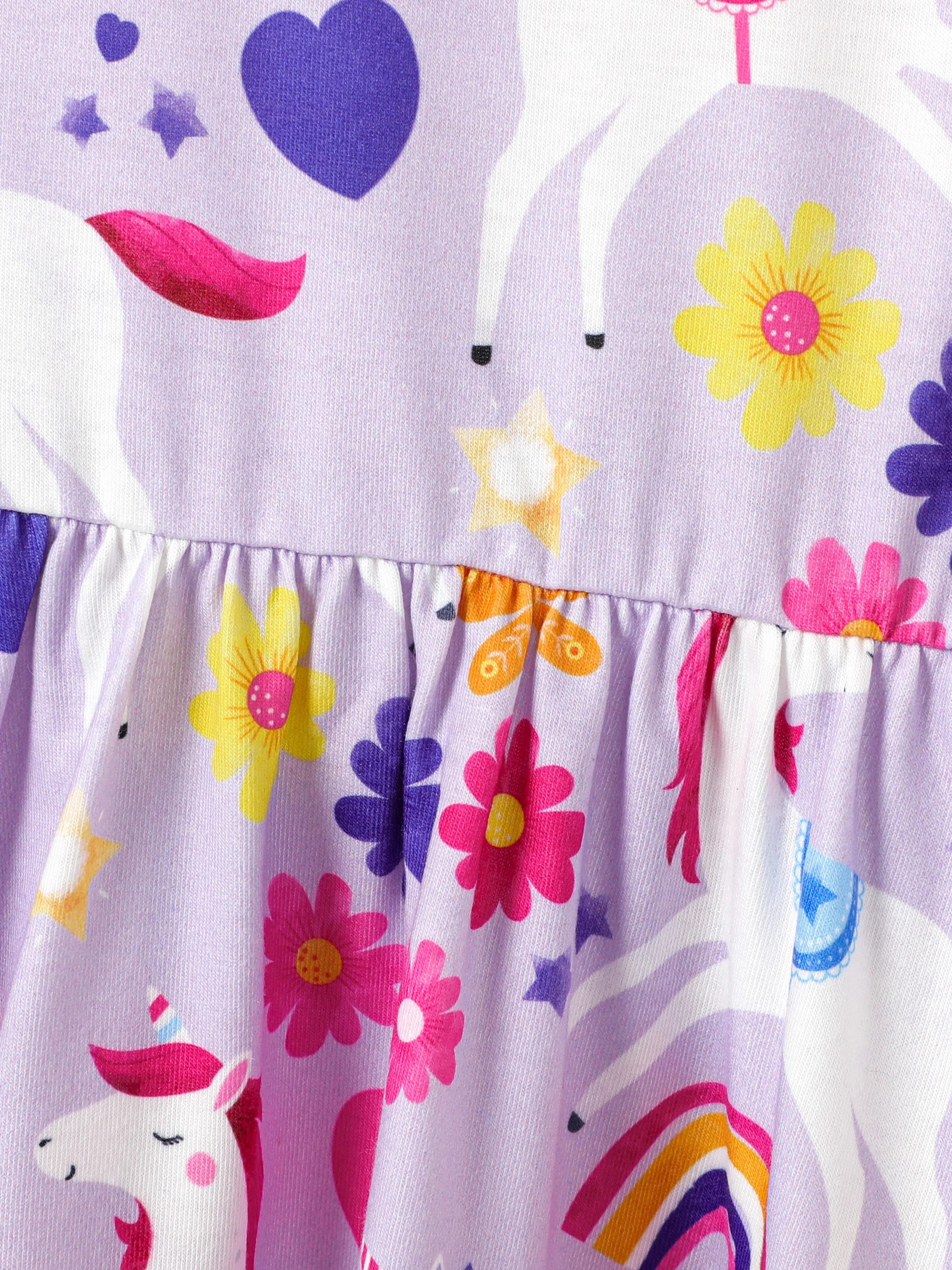 Toddler Girl Floral Print Bowknot Sleeveless Dress Purple - Image 5