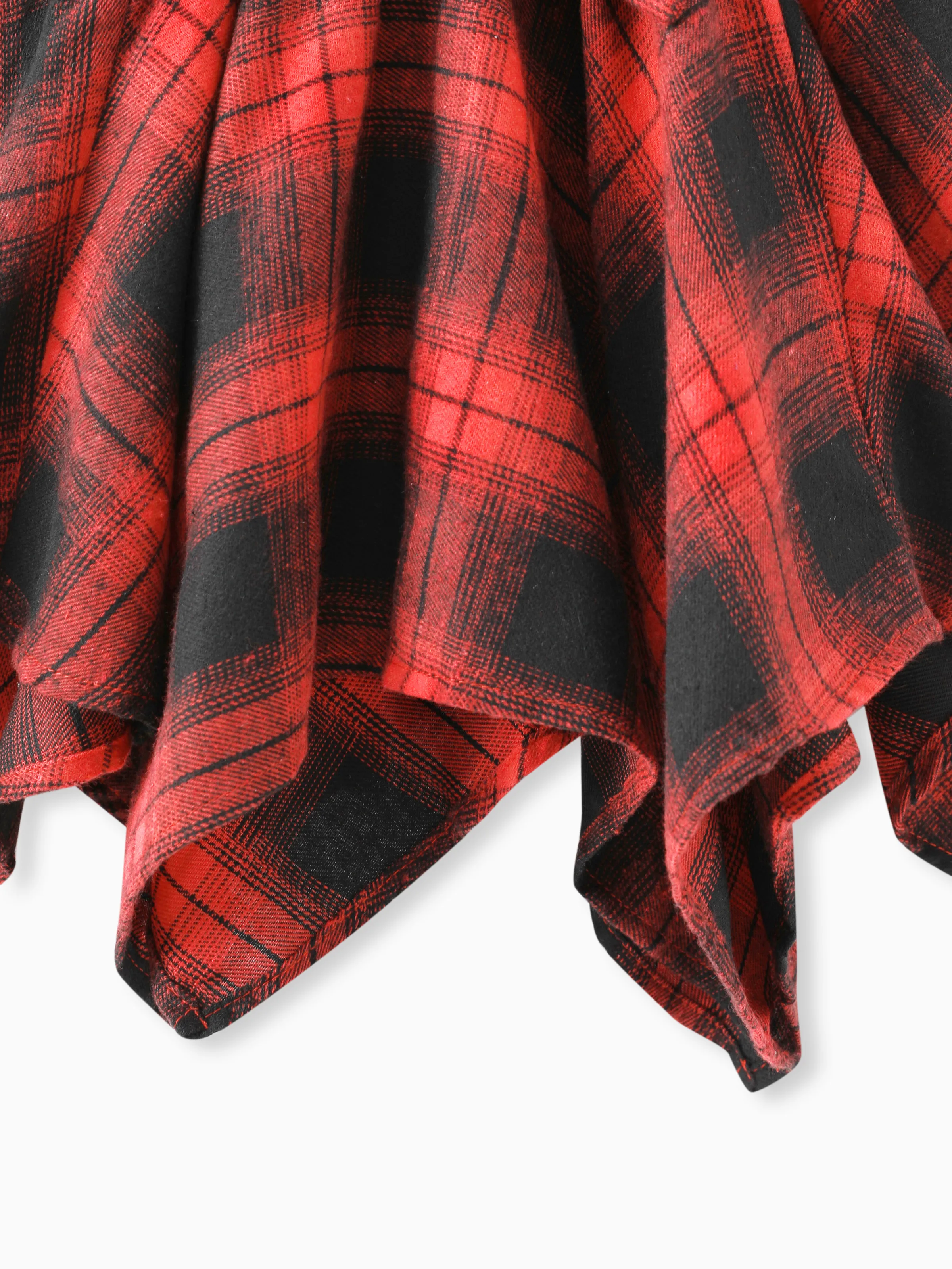 Toddler Girl Plaid Irregular Hem Splice Long-sleeve Dress Black - Image 5