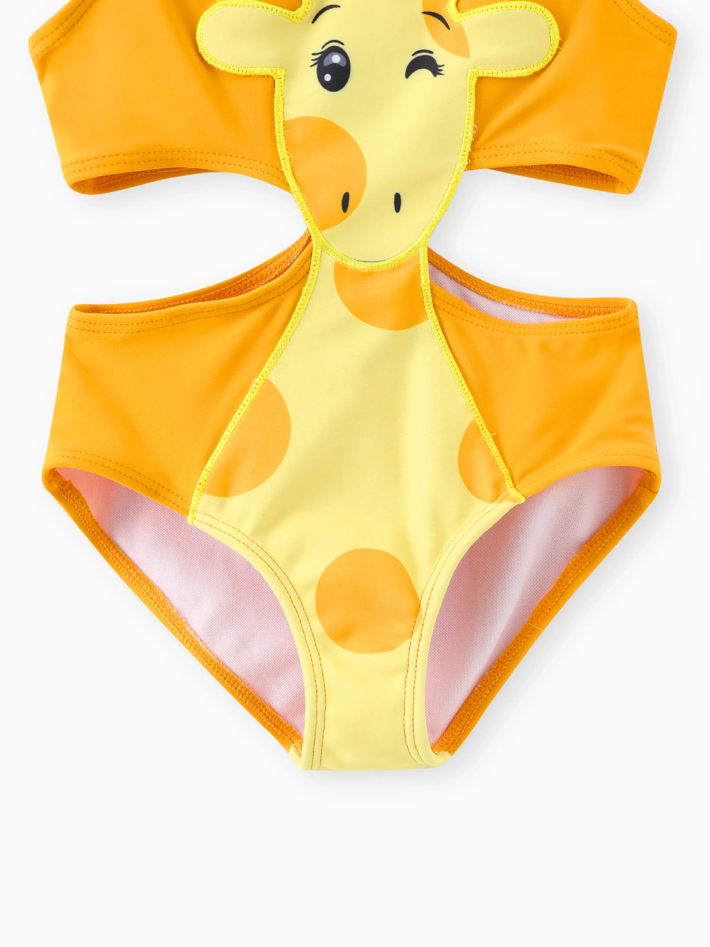 Toddler Girl Playful Giraffe Design Sleeveless Onepiece Swimsuit Orange - Image 5