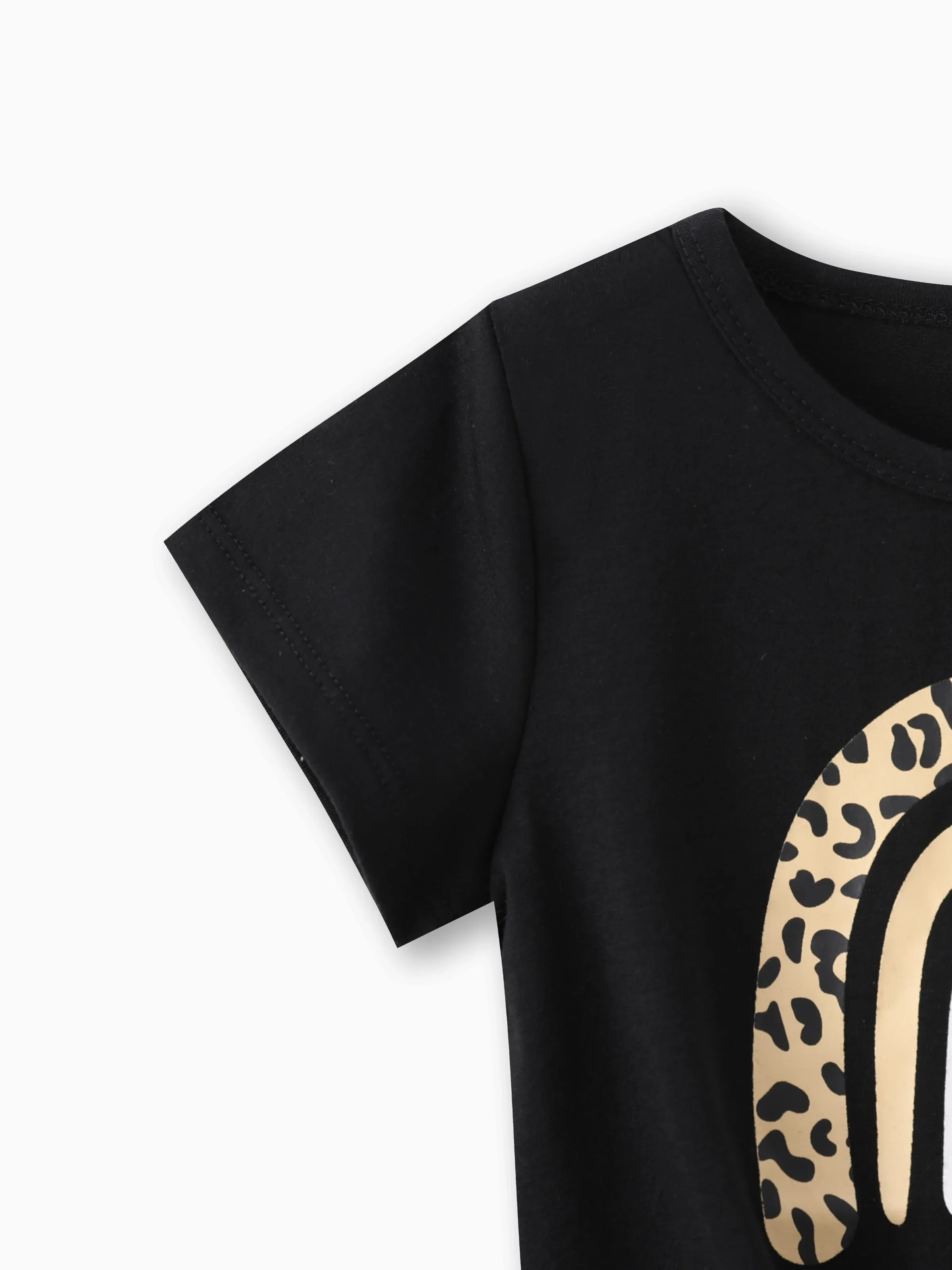 Toddler Girl Rainbow Print Tie Knot Short-sleeve Tee Black - Image 3
