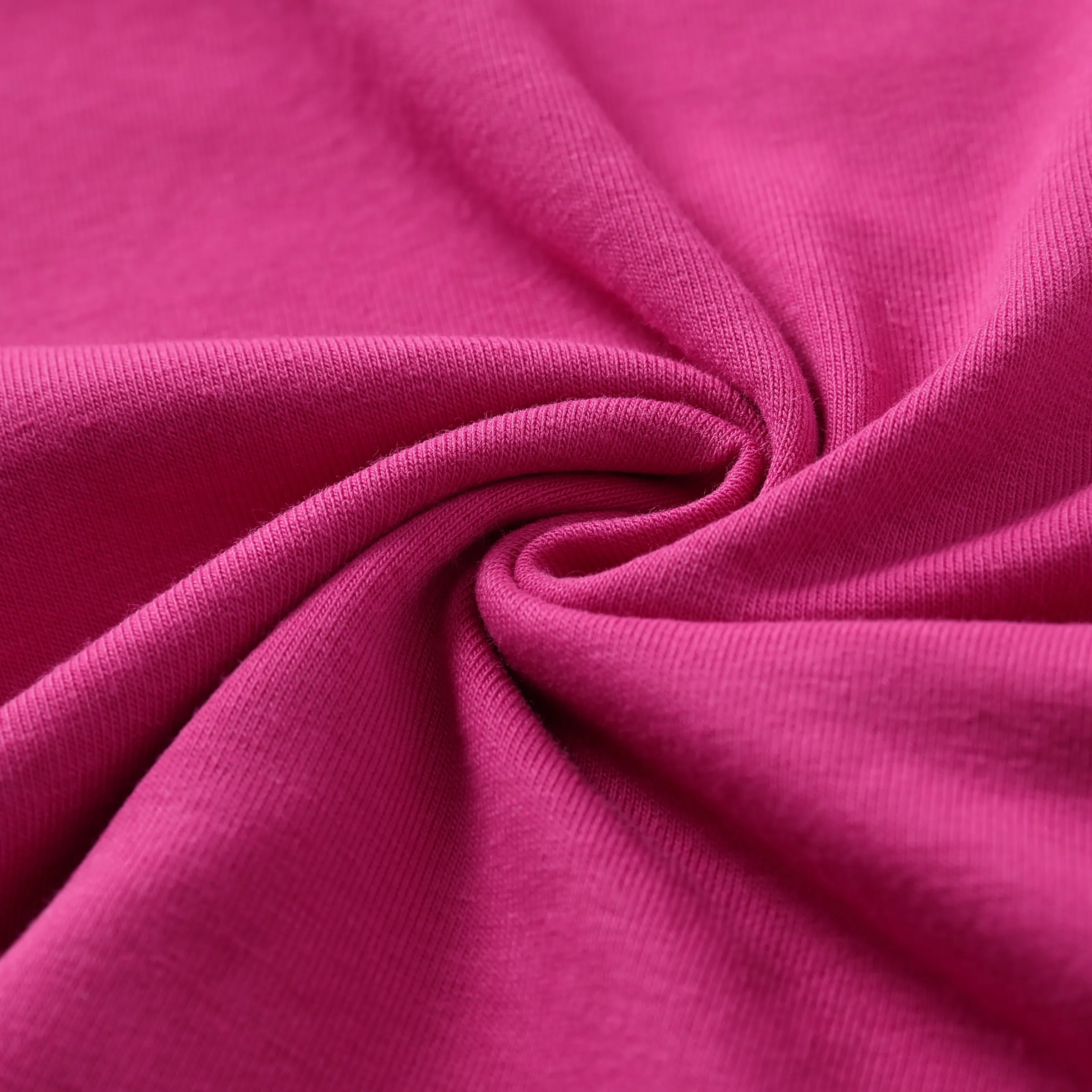 Toddler Girl Solid Curved Hem Short-sleeve Belted Dress Hot Pink - Image 5