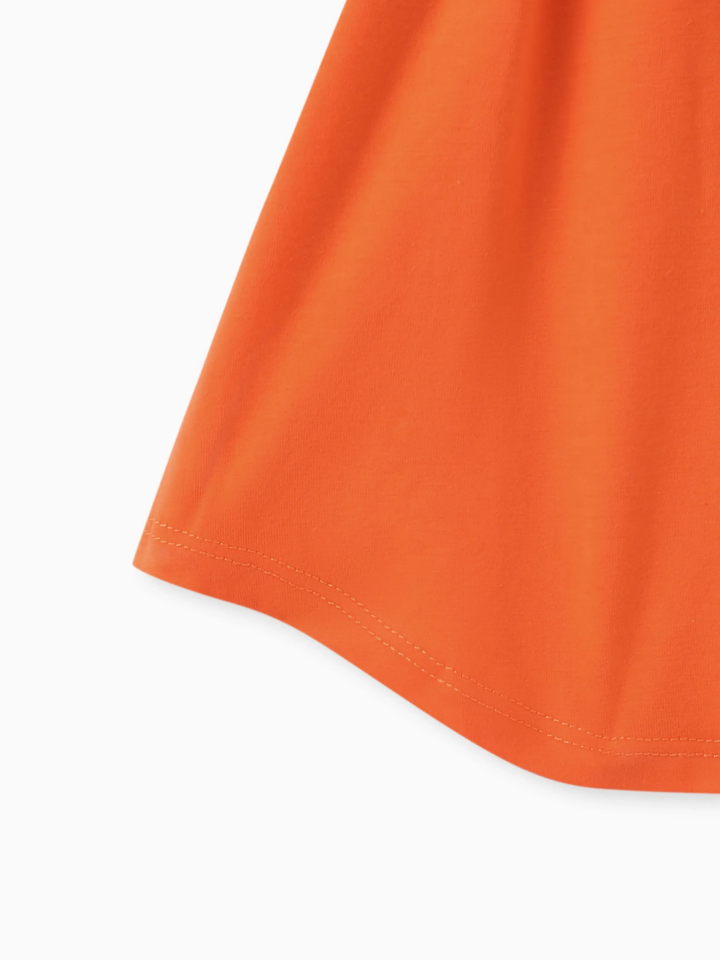 Toddler Girl Solid Curved Hem Short-sleeve Belted Dress Orange color - Image 6