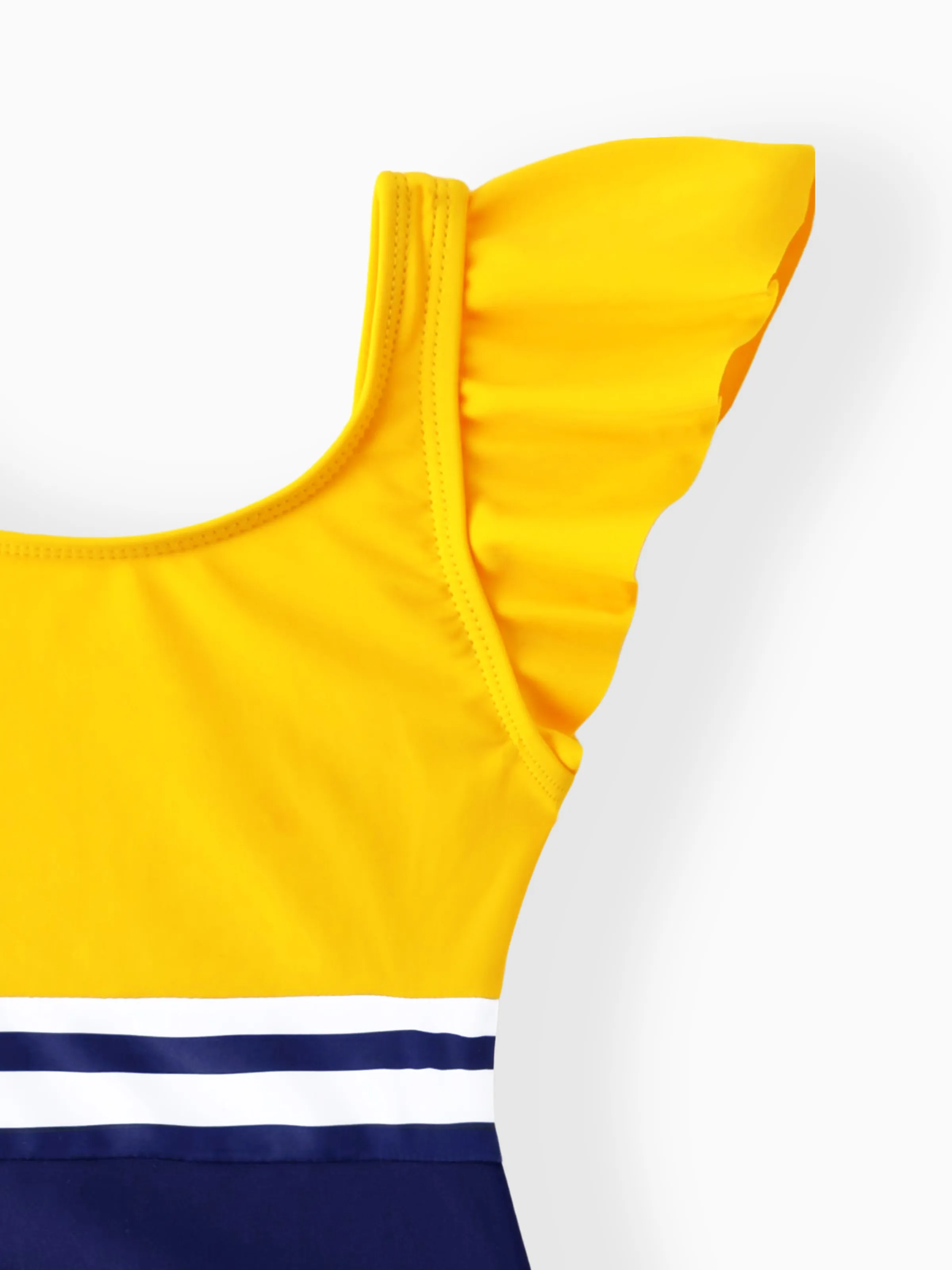 Toddler Girl Stripe & Colorblock Spliced One Piece Swimsuit ColorBlock - Image 4