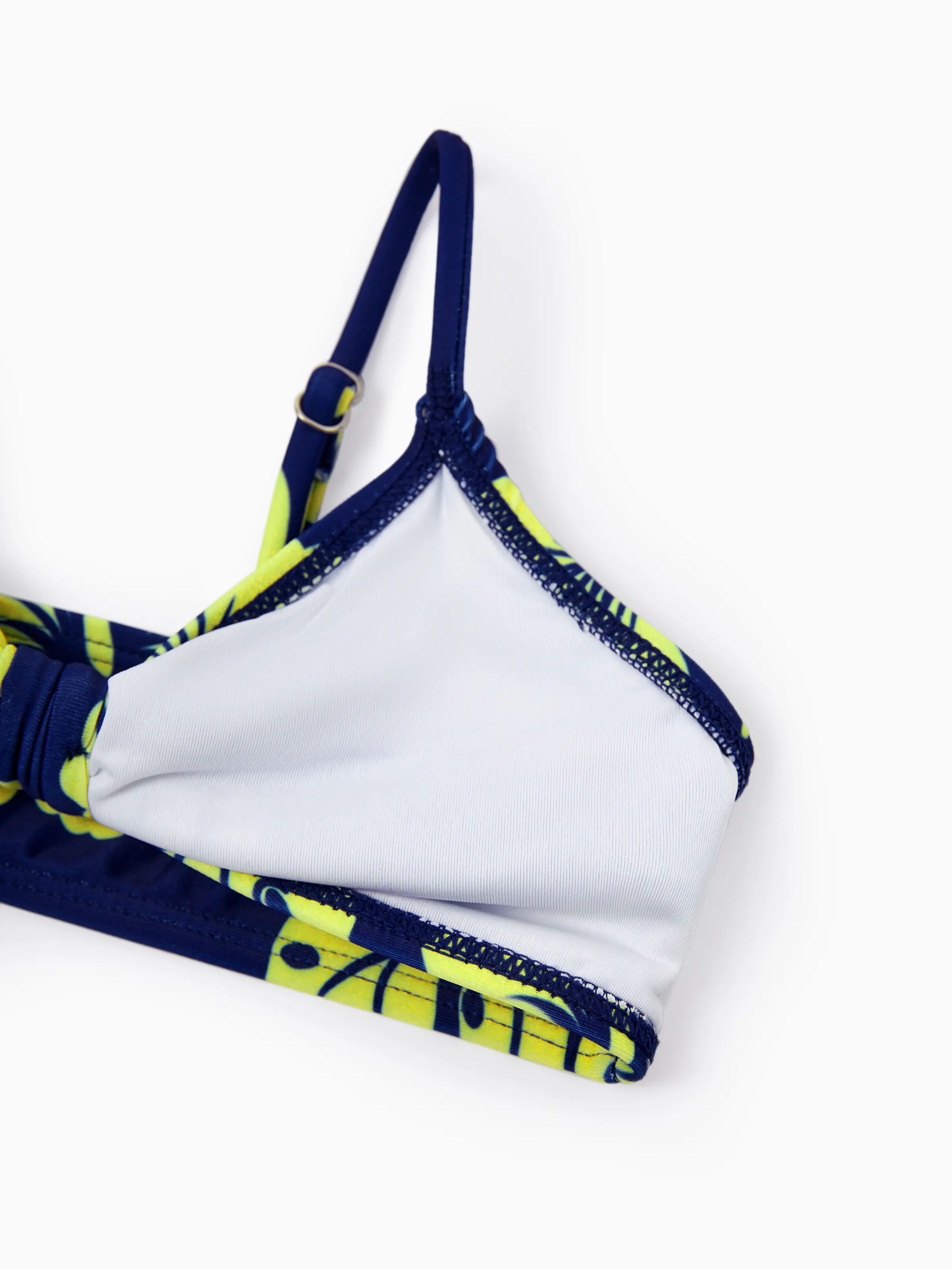 Toddler Girl Tropical Floral Swimsuits Halter Bikini Deep Blue - Image 7