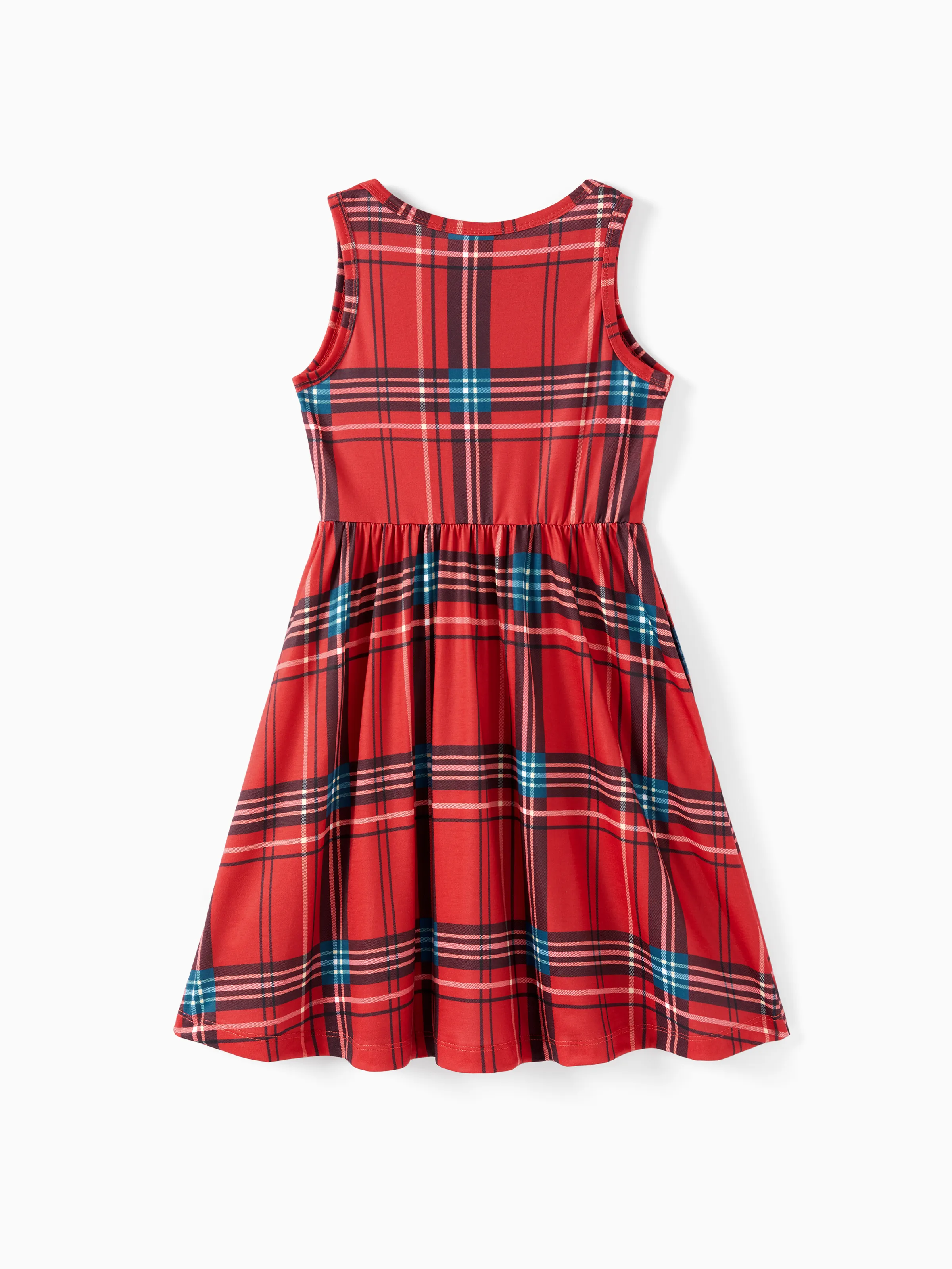 Toddler/ Kid Girl 2pcs Solid Jacket and Plaid Dress Set Burgundy - Image 5