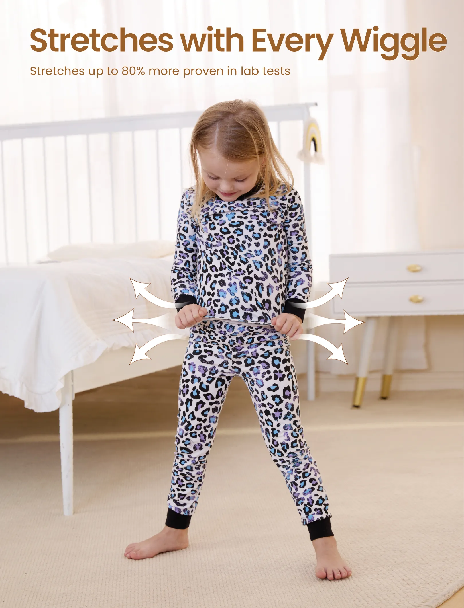 Toddler / Kids 2-piece Organic Cotton Pajamas with Childlike Print Snug fit Pjs for Girls / Boys Black - Image 4