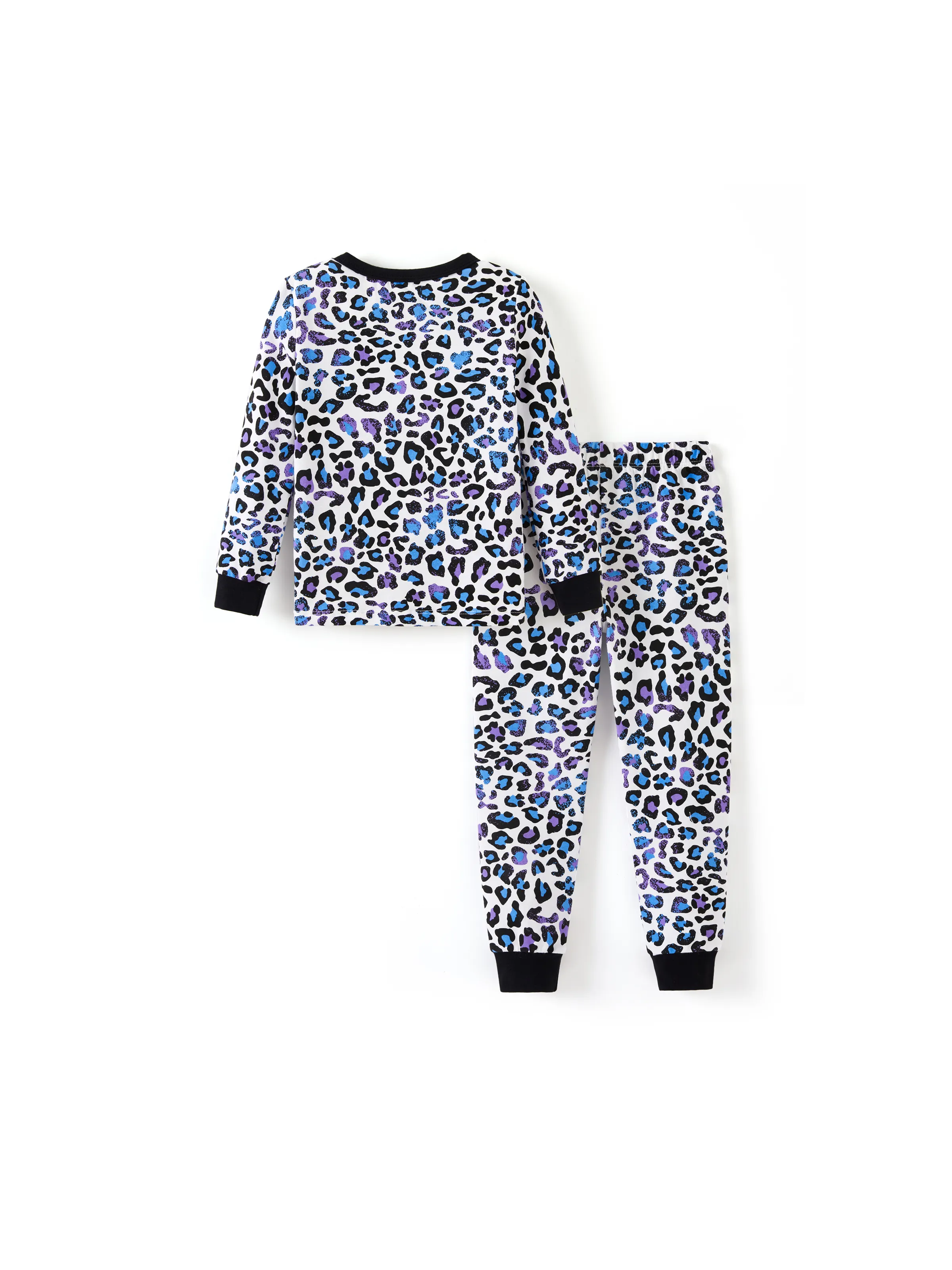 Toddler / Kids 2-piece Organic Cotton Pajamas with Childlike Print Snug fit Pjs for Girls / Boys Black - Image 7