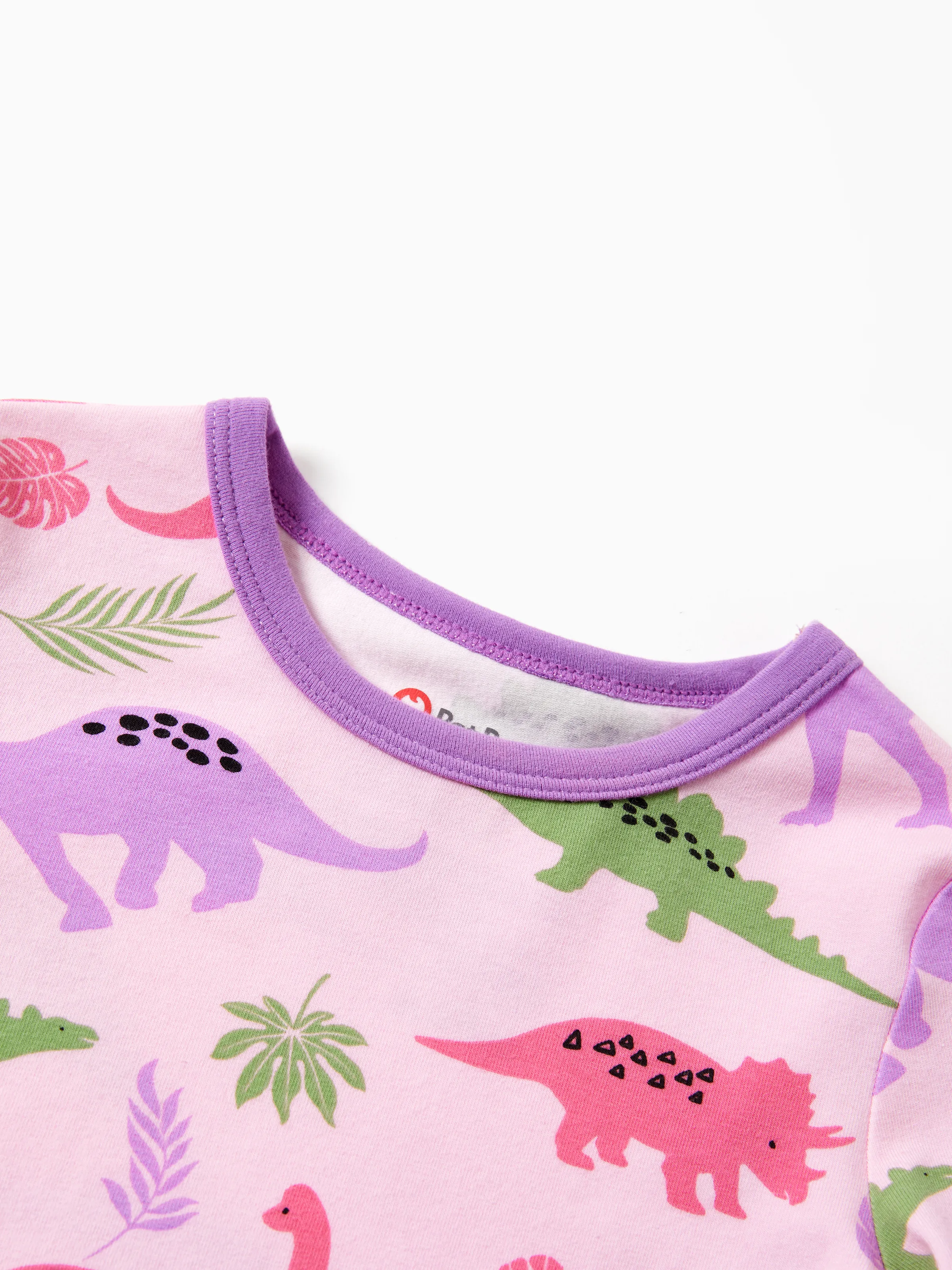Toddler / Kids 2-piece Organic Cotton Pajamas with Childlike Print Snug fit Pjs for Girls / Boys Pink - Image 2