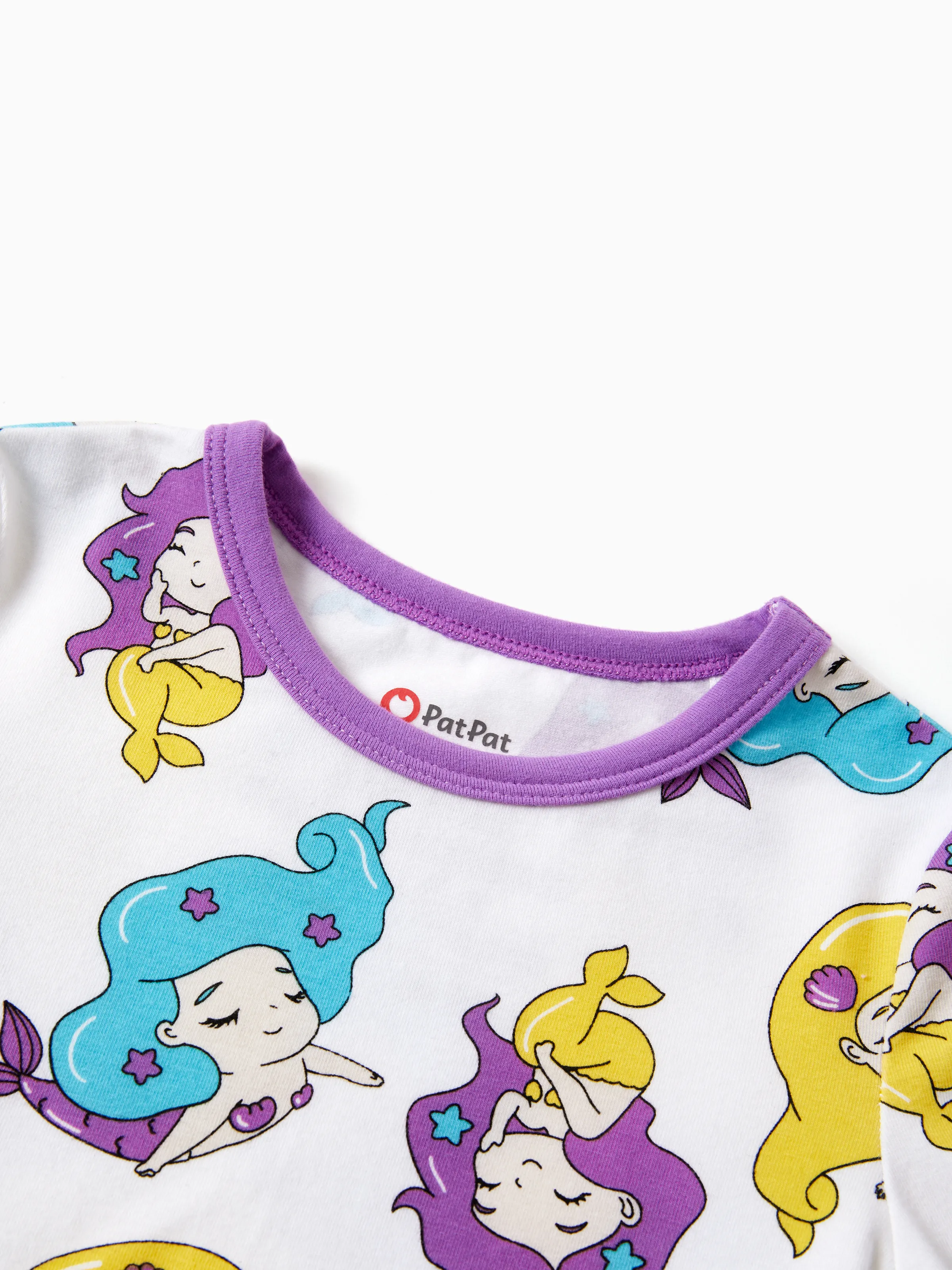 Toddler / Kids 2-piece Organic Cotton Pajamas with Childlike Print Snug fit Pjs for Girls / Boys White - Image 2