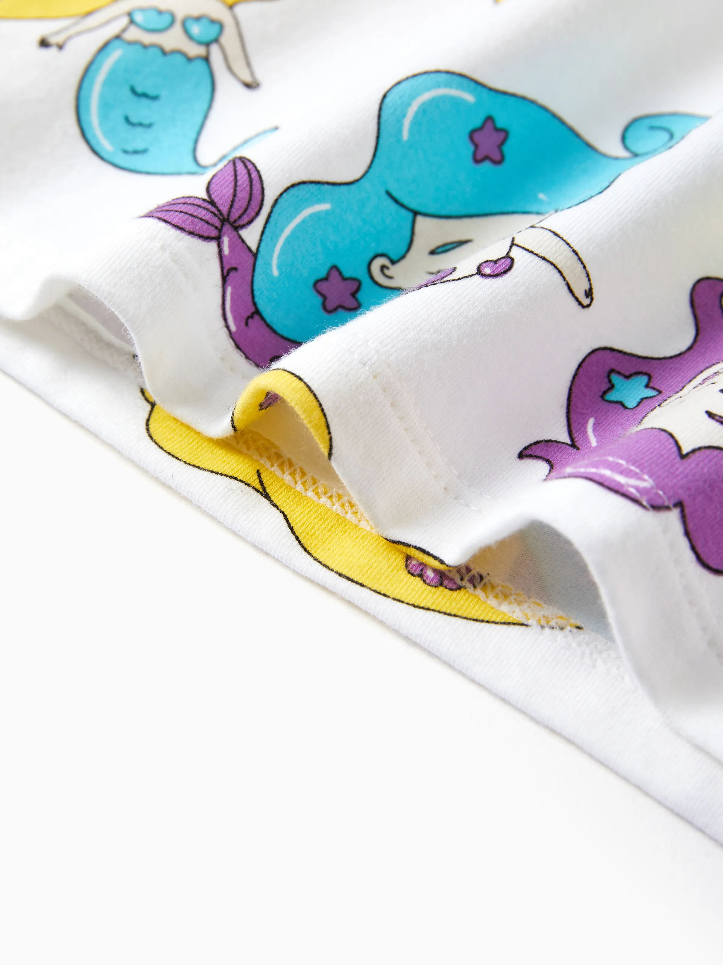 Toddler / Kids 2-piece Organic Cotton Pajamas with Childlike Print Snug fit Pjs for Girls / Boys White - Image 9