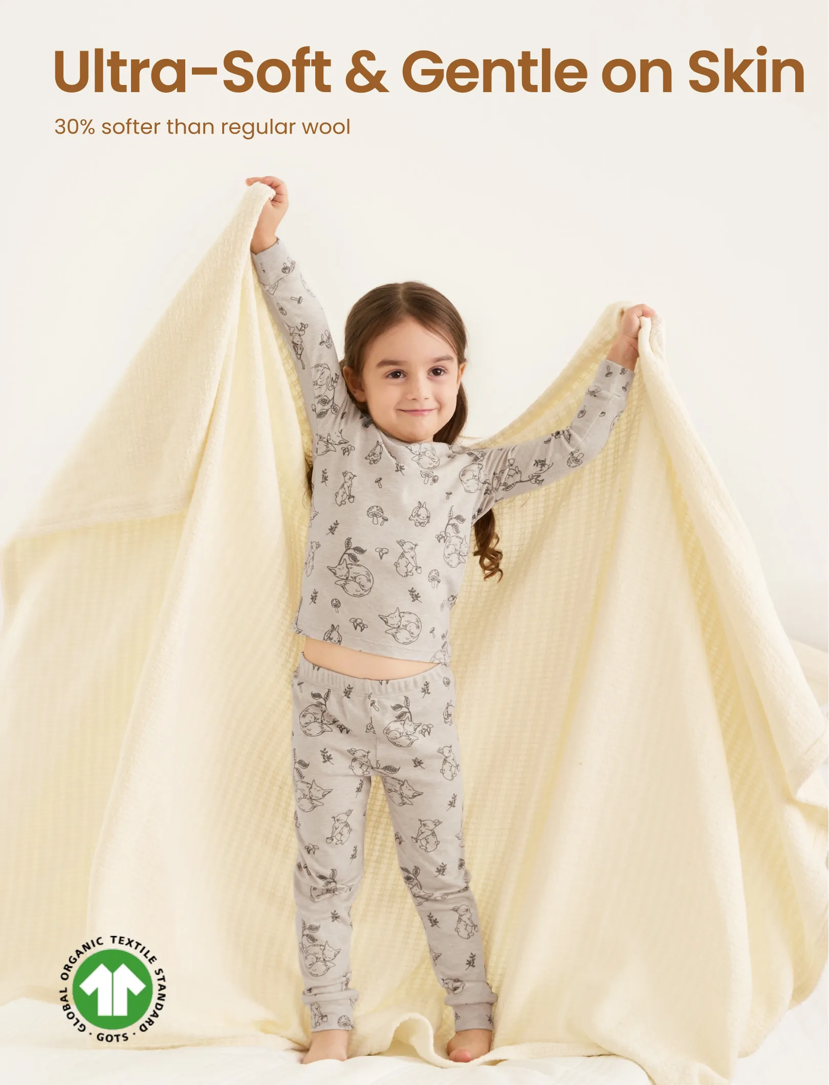 Toddler / Kids 2-piece Pajamas With Animal Print ( Snug-Fitting ) Apricot - Image 4