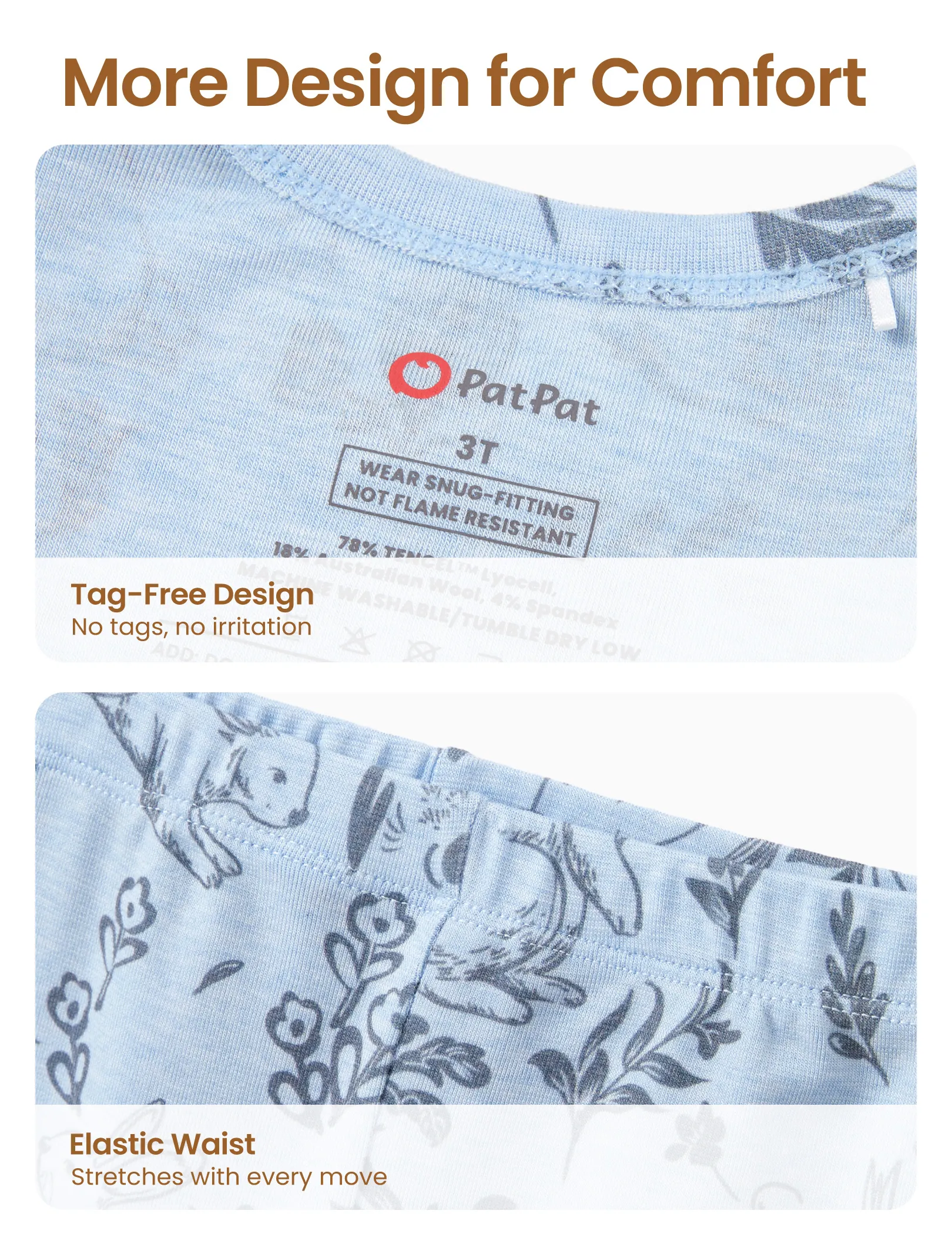 Toddler / Kids 2-piece Pajamas With Animal Print ( Snug-Fitting ) Blue - Image 7