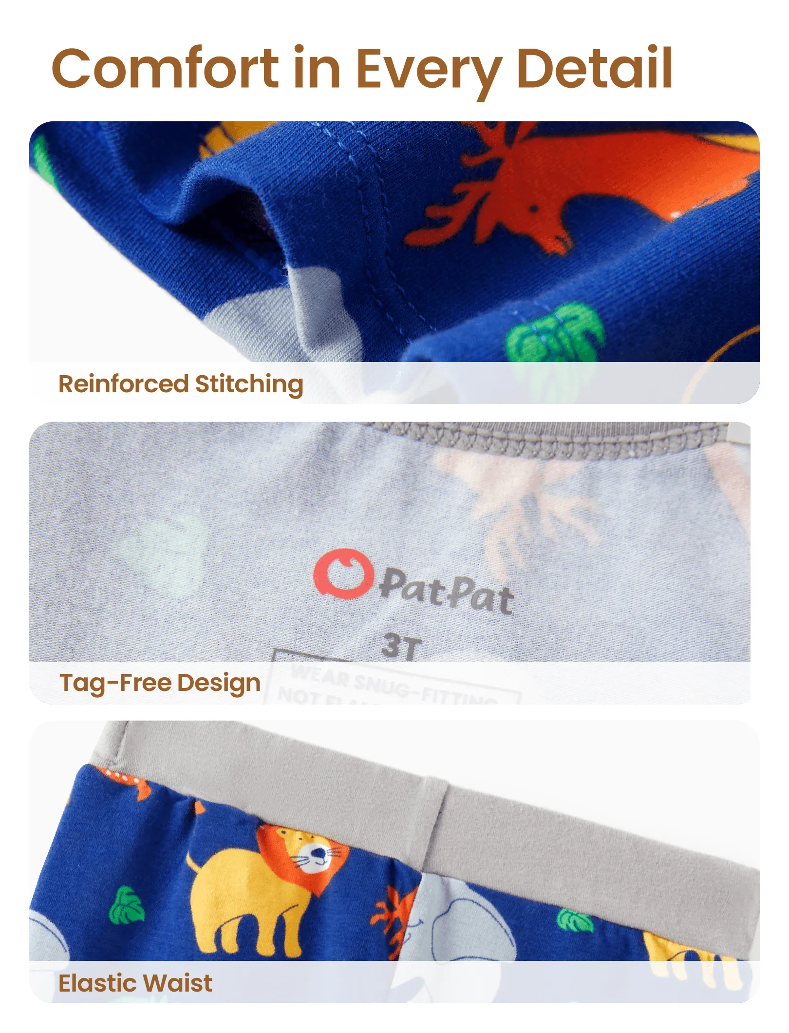 Toddler / Kids 4-piece Organic Cotton Pajamas 4-in 1 PJ Snug fit Pjs for Girls / Boys Grey - Image 7
