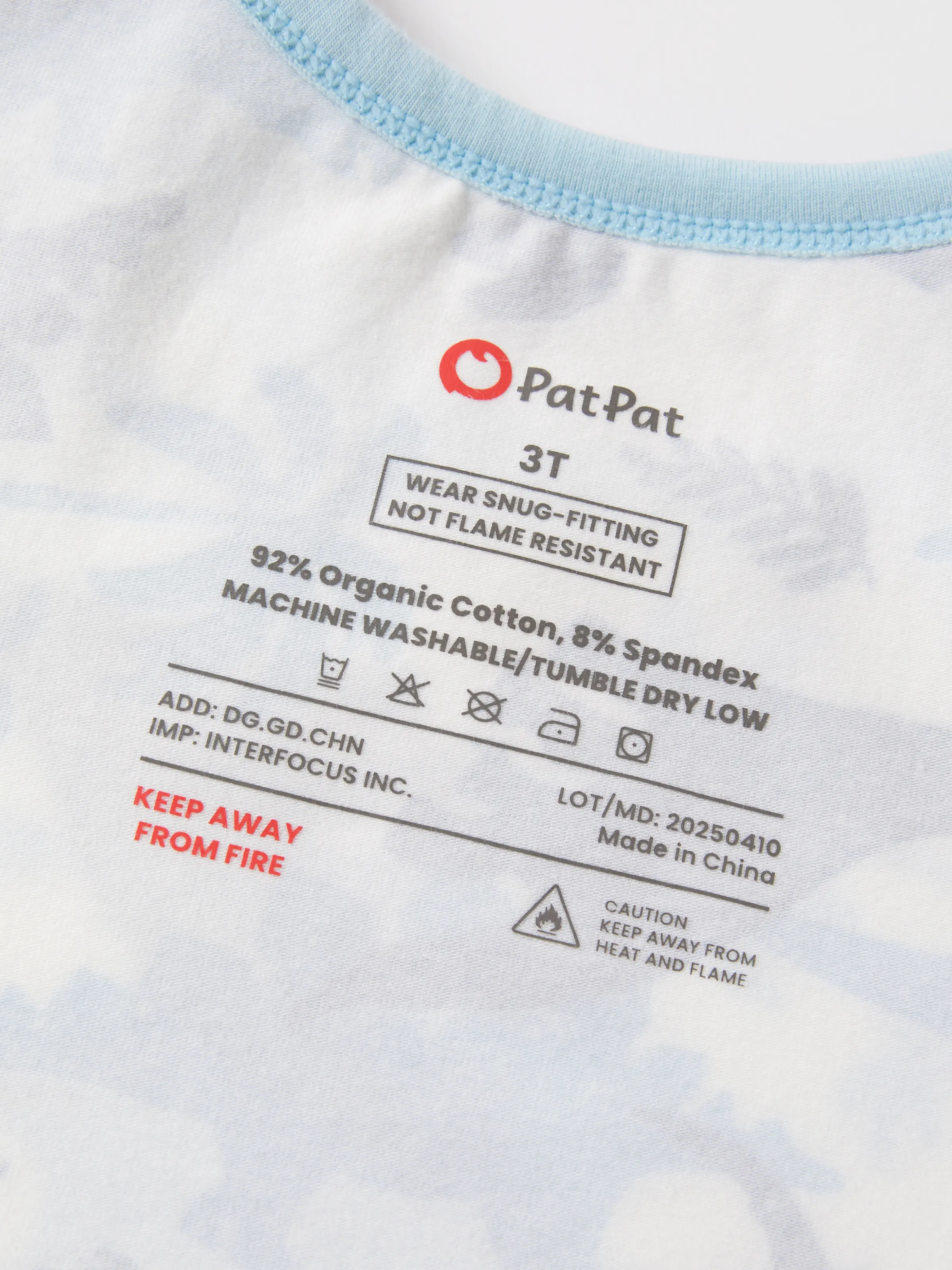 Toddler / Kids 4-piece Organic Cotton Pajamas 4-in 1 PJ Snug fit Pjs for Girls / Boys Light Blue - Image 9