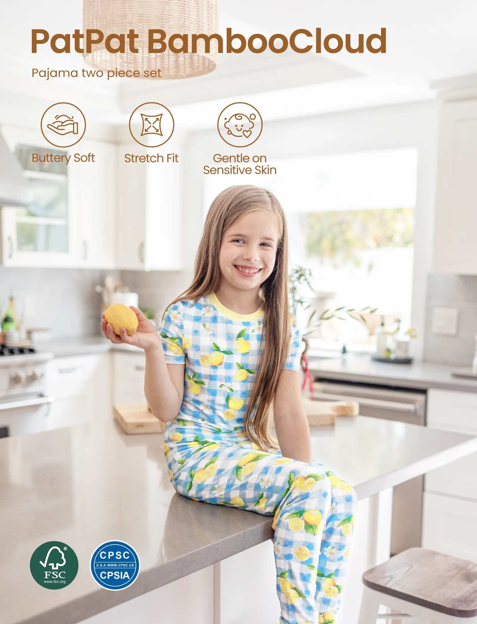 Toddler / Kids Christmas / Halloween Pajamas 3-Piece Bamboo Pajama Set 2-in-1 Look for 4 Seasons (Snug-Fitting) Blue - Image 3
