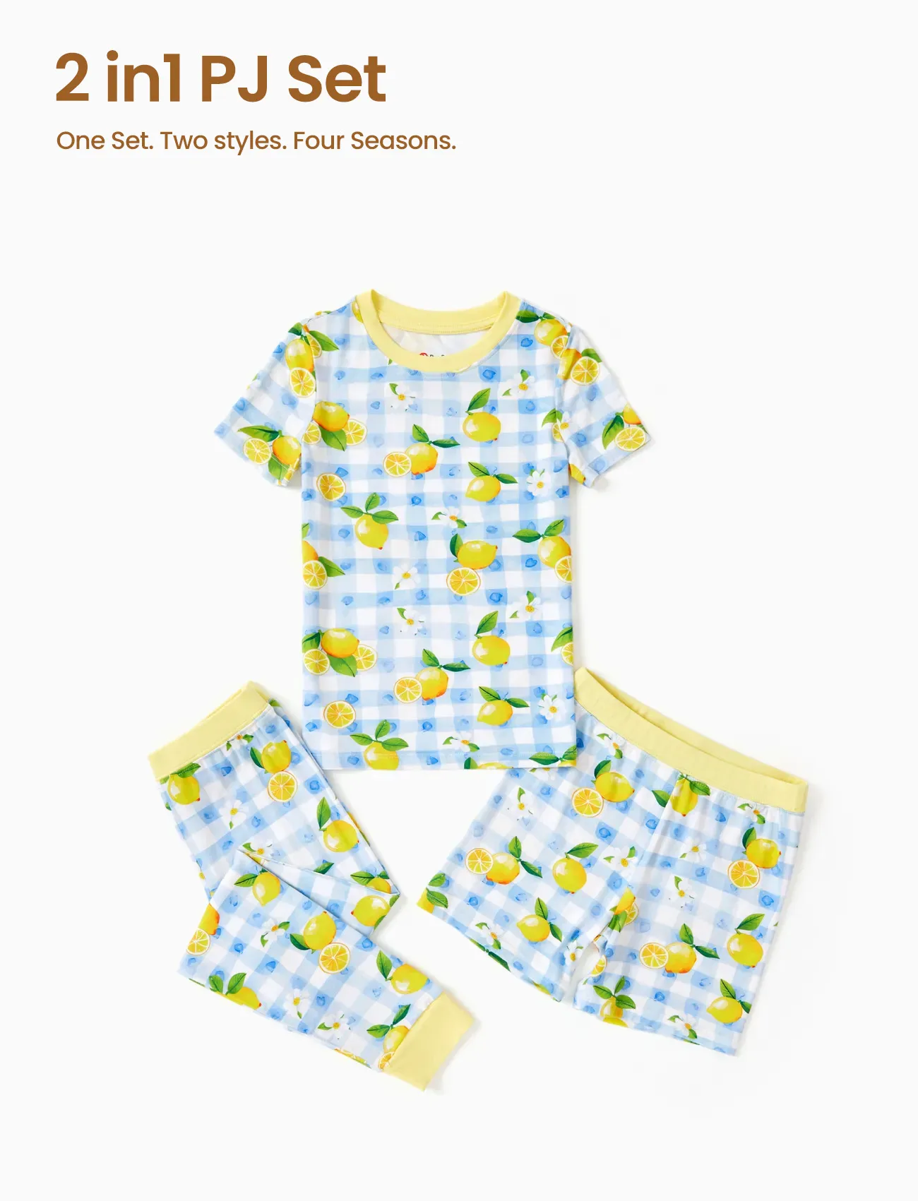 Toddler / Kids Christmas / Halloween Pajamas 3-Piece Bamboo Pajama Set 2-in-1 Look for 4 Seasons (Snug-Fitting) Blue - Image 5