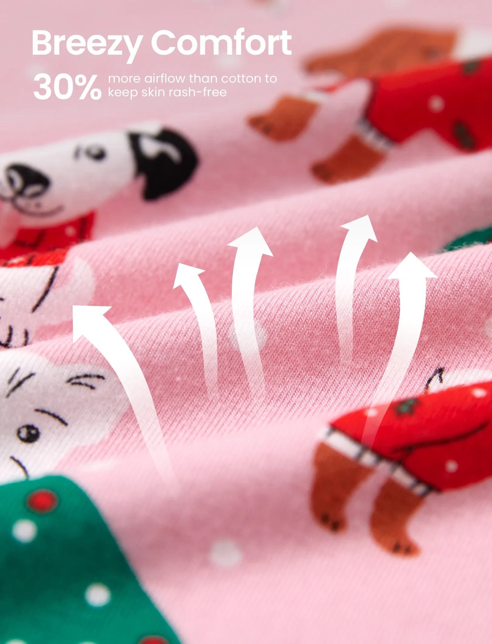 Toddler / Kids Christmas / Halloween Pajamas 3-Piece Bamboo Pajama Set 2-in-1 Look for 4 Seasons (Snug-Fitting) Light Pink - Image 6