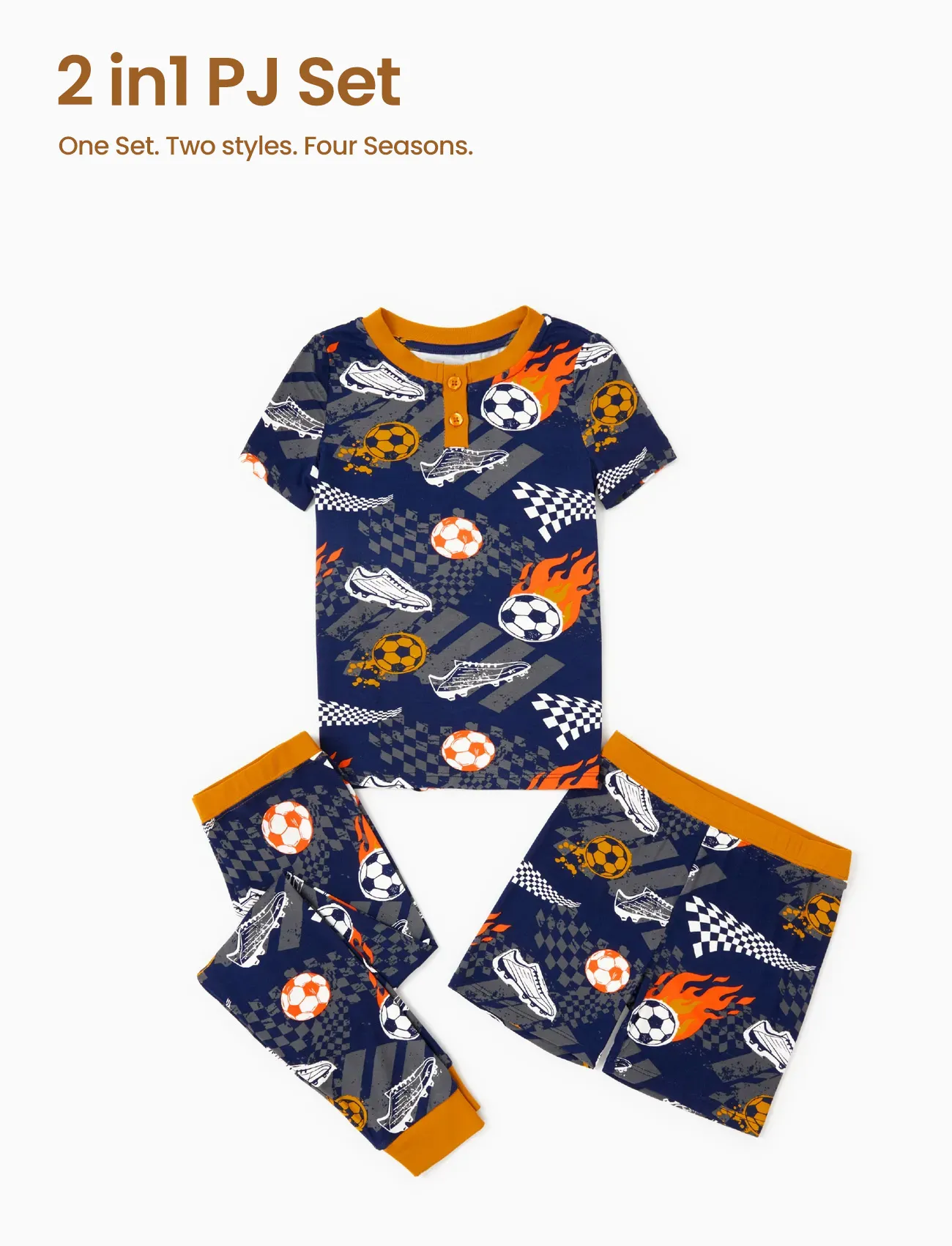 Toddler / Kids Christmas / Halloween PJS for Boys 3-Piece Bamboo Pajama Set 2-in-1 Look for 4 Seasons (Snug-Fitting) Black - Image 4