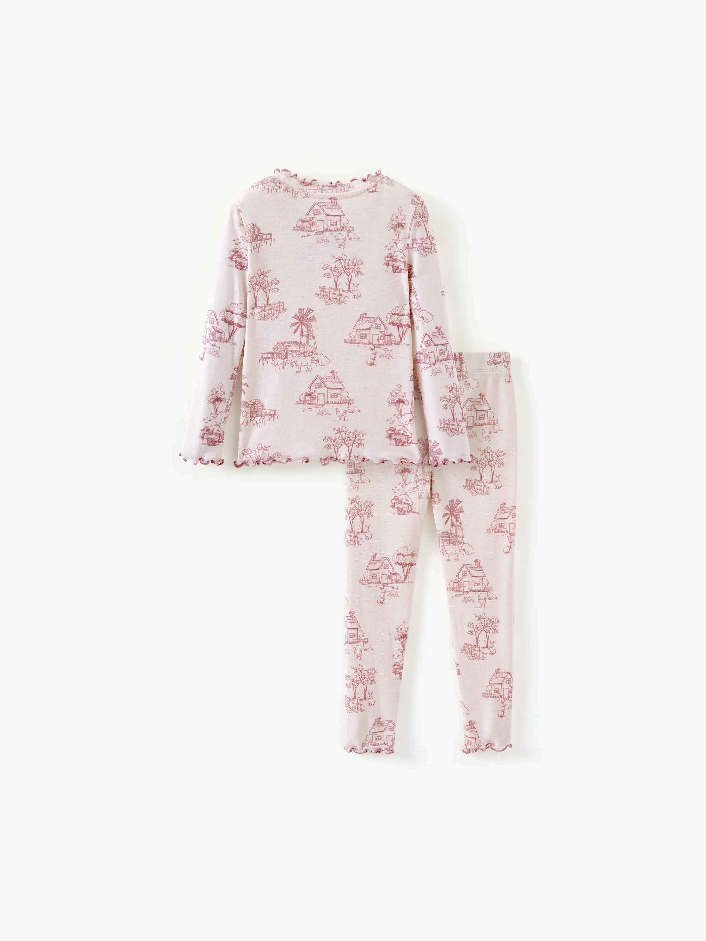 Toddler / Kids Pajamas 2-piece Pajama Set with Soft Tencel Lyocell Wool Blend (Snug-Fitting ) Light Pink - Image 7