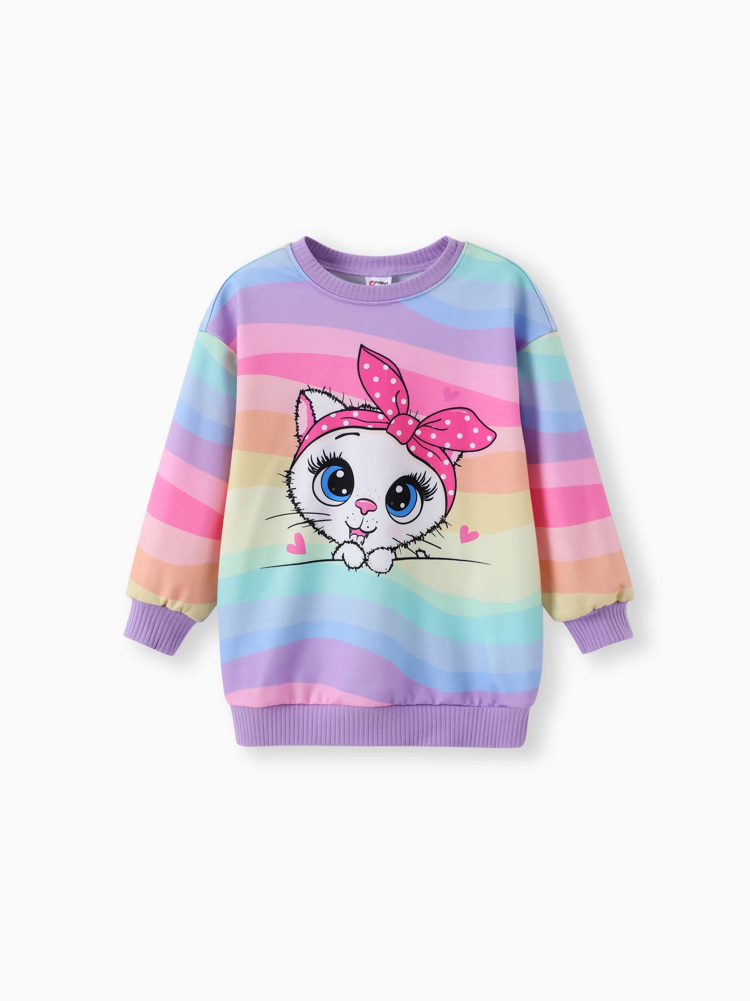 Toddler/Kid Girl 2pcs Childlike Cat Print Sweatshirt and Leggings Set Multicolor - Image 3