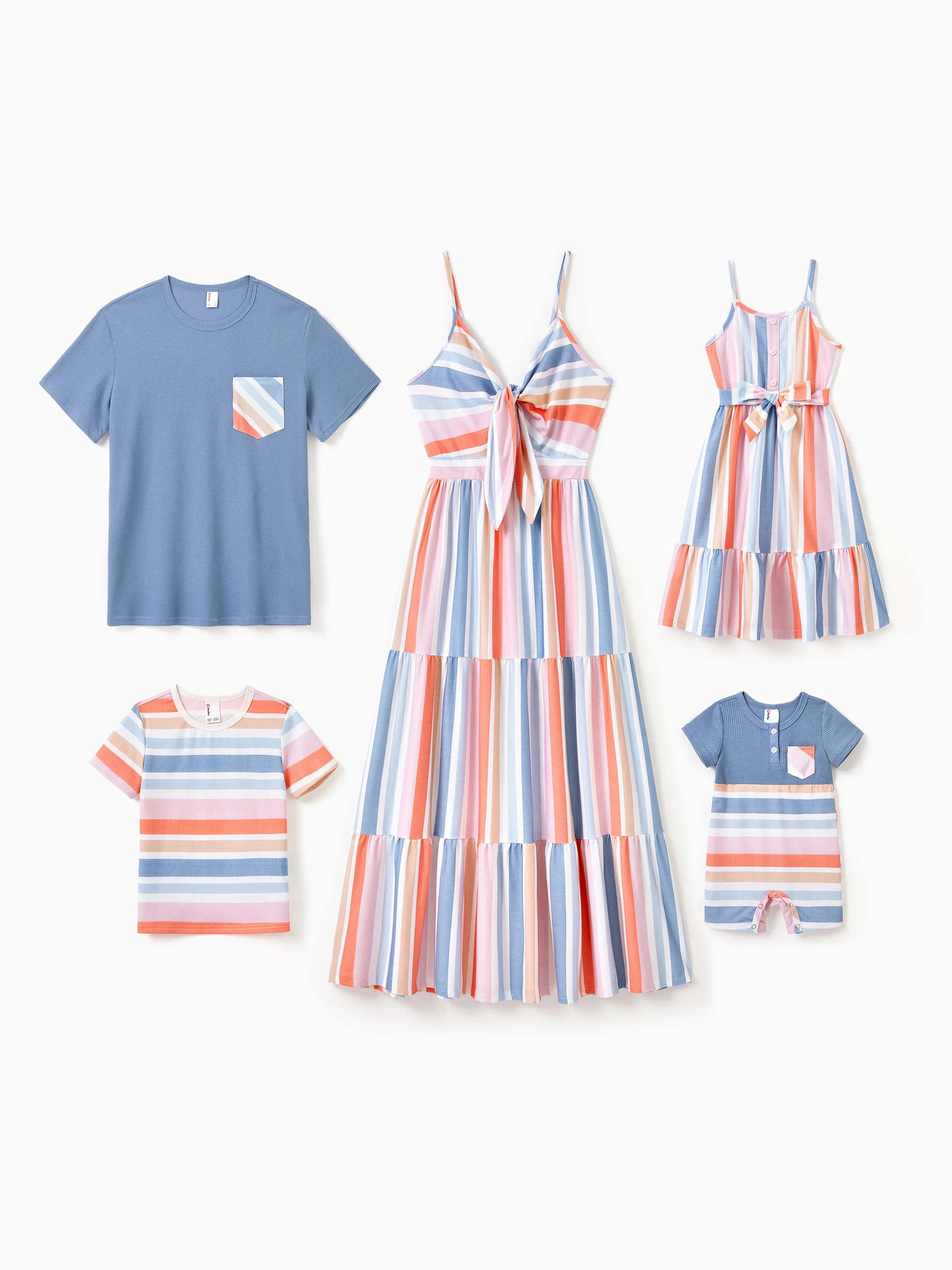 Toddler/Kid Girl Colorful Stripe Camisole Belt Dress Multi-color - Image 2