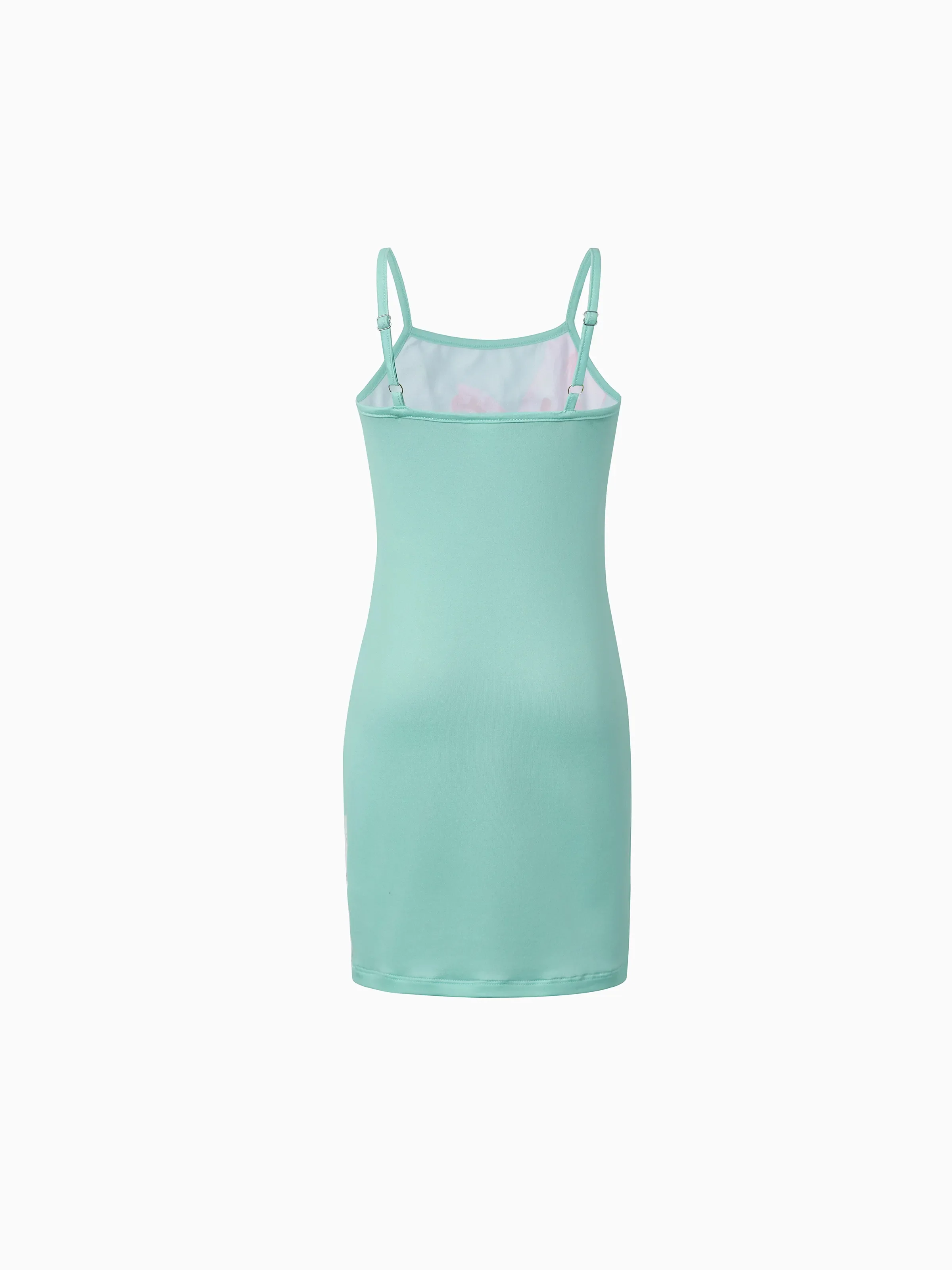 Toddler/Kid Girl Casual Flower Print Sleeveless Strappy Dresses  Light Green - Image 3
