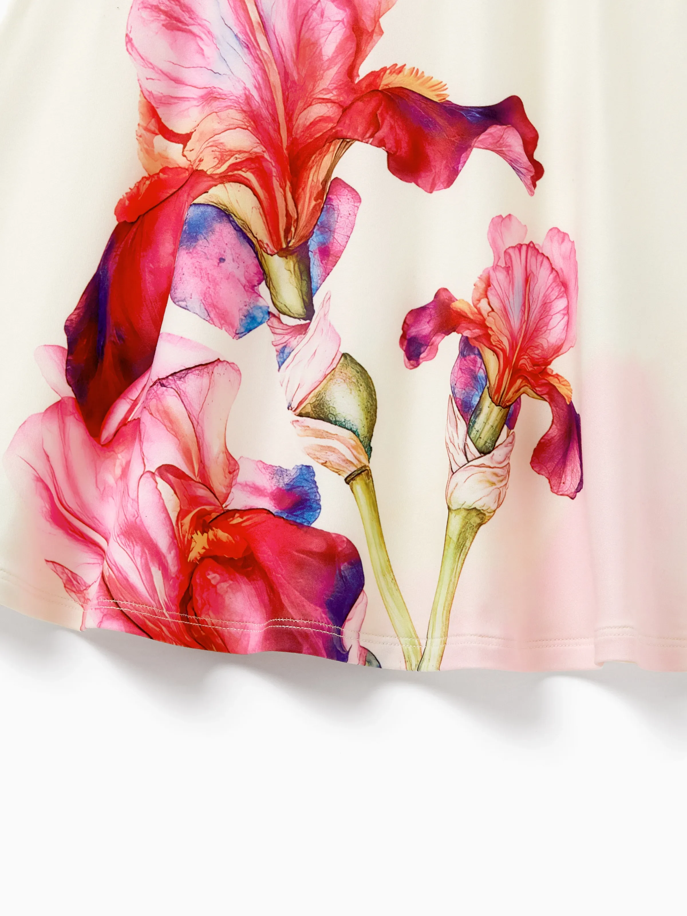 Toddler/Kid Girl Casual Floral Print Halter Dress Summer Set for Vacation  Apricot - Image 2