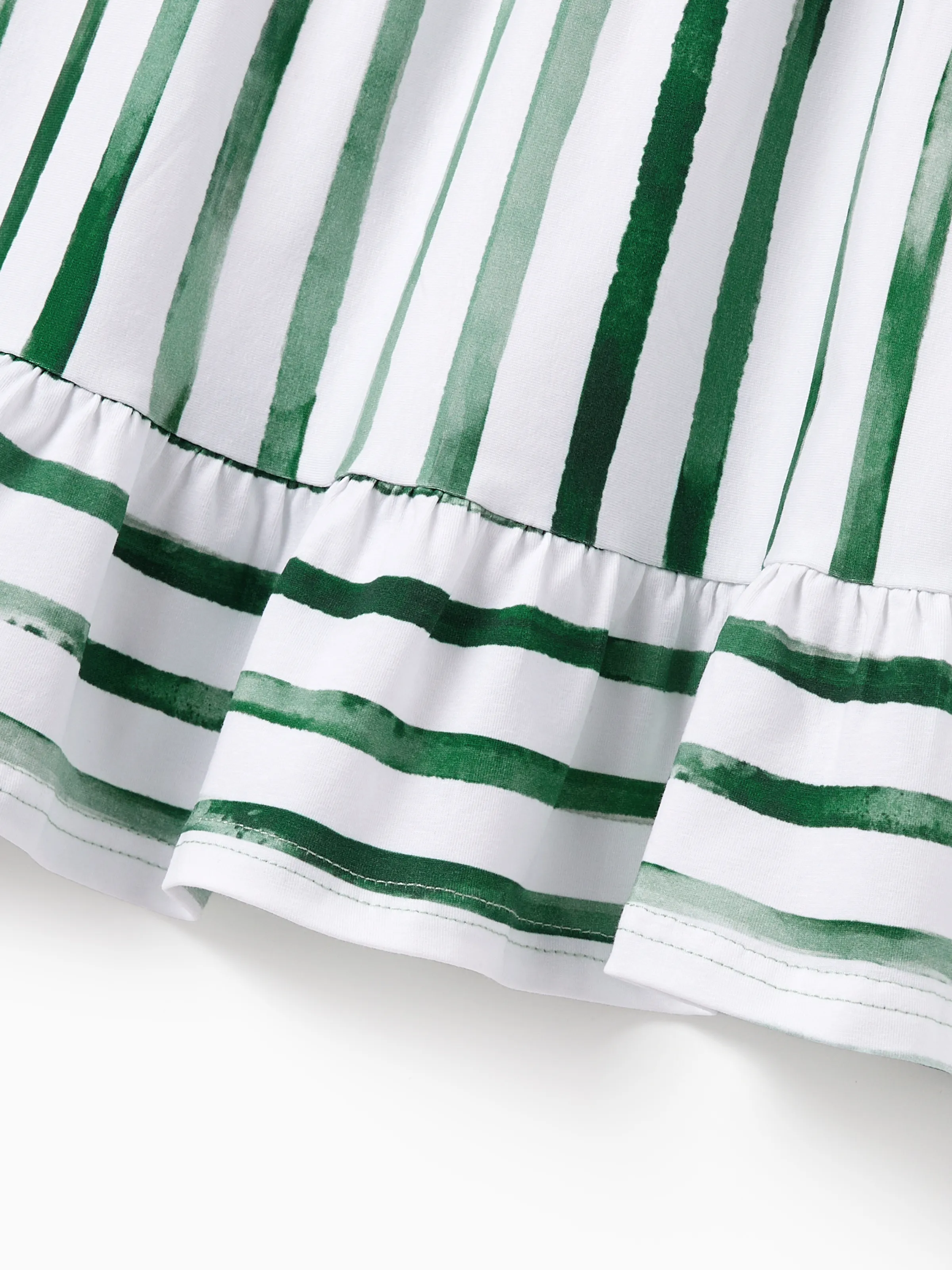 Toddler/Kid Girl Cotton Green Striped Dress, Perfect for Summer Family Outings & Photos Green - Image 8