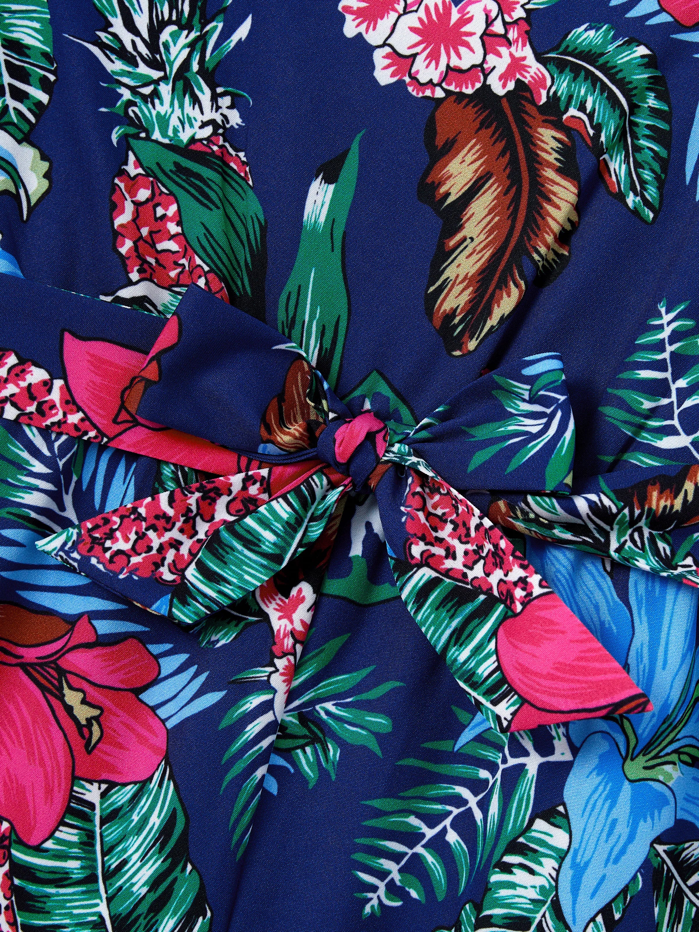 Toddler/Kid Girl Floral Print Sleeveless Cami Jumpsuit Deep Blue - Image 4