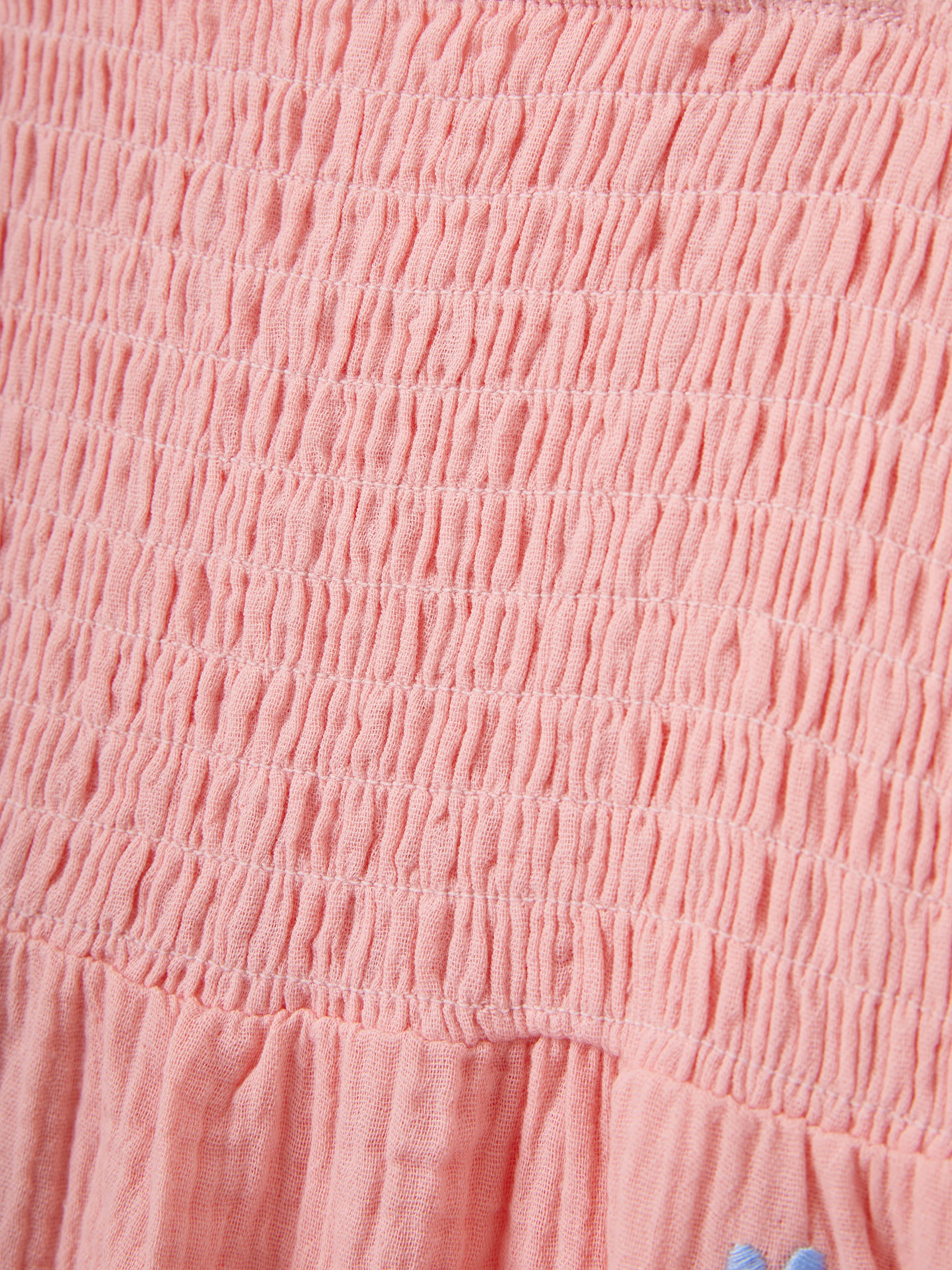 Toddler/Kid Girl Pink Flower Print Smocked Tie-Back Cotton Dress, Perfect for Summer Family Outings & Photos Mauve Pink - Image 6