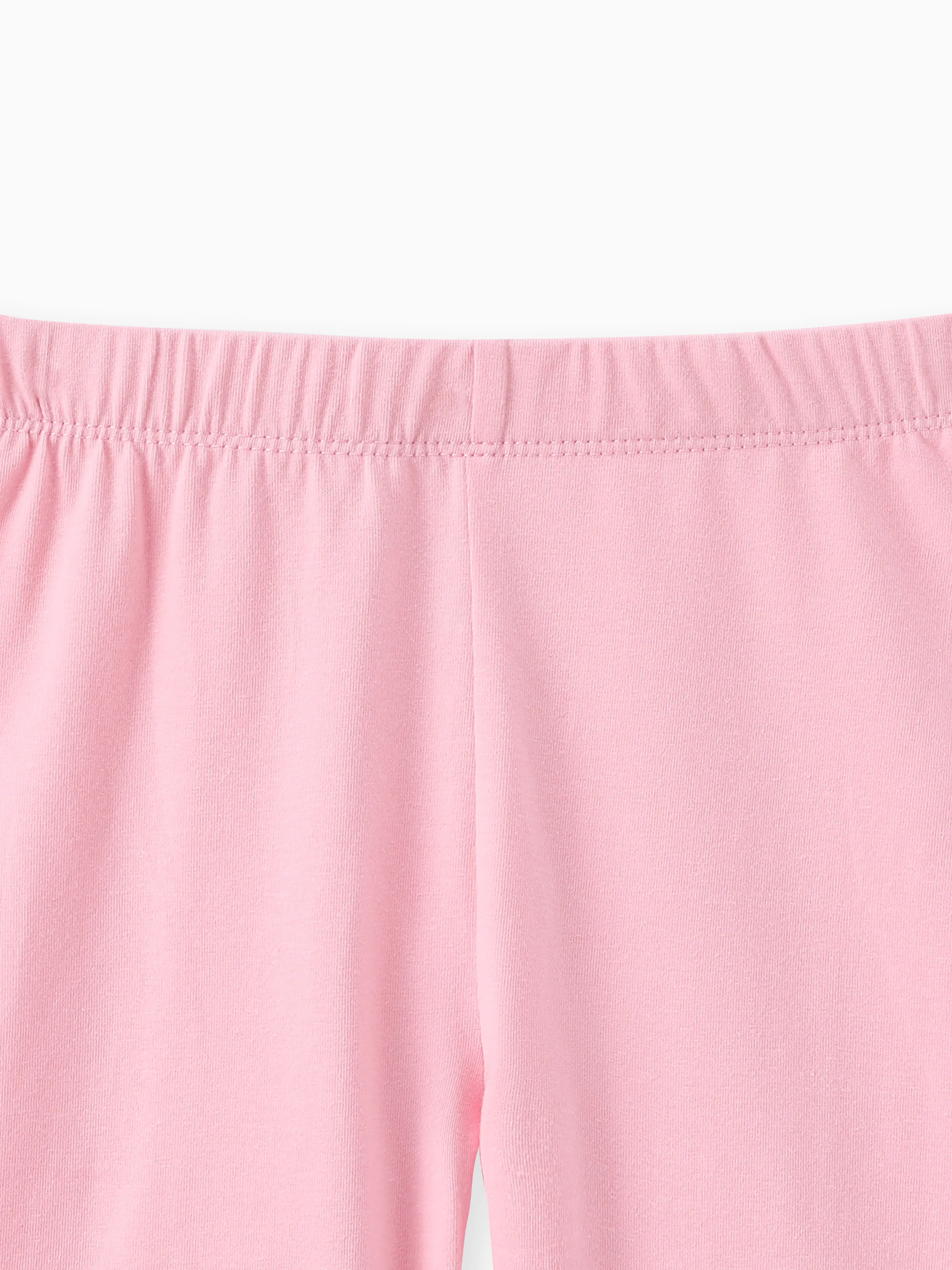 Toddler/Kid Girl Solid Color Cotton Leggings Shorts Pink - Image 3