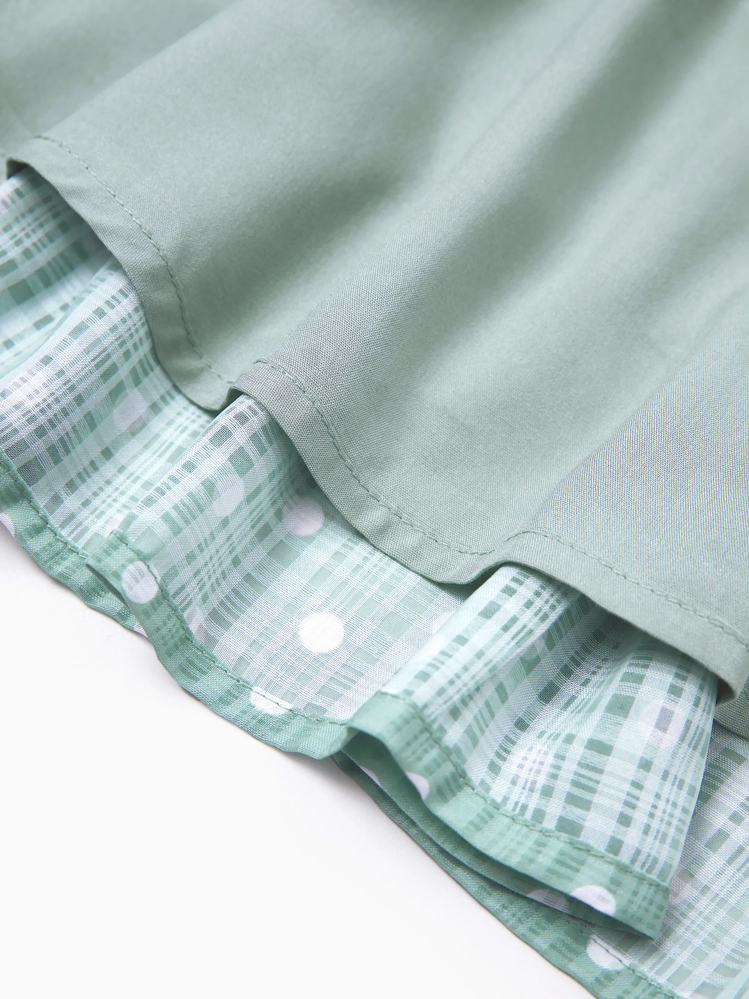 Toddler/Kid Girl Polka Dot Puff-sleeve Dress, Perfect for Family Outings & Photos Light Green - Image 6