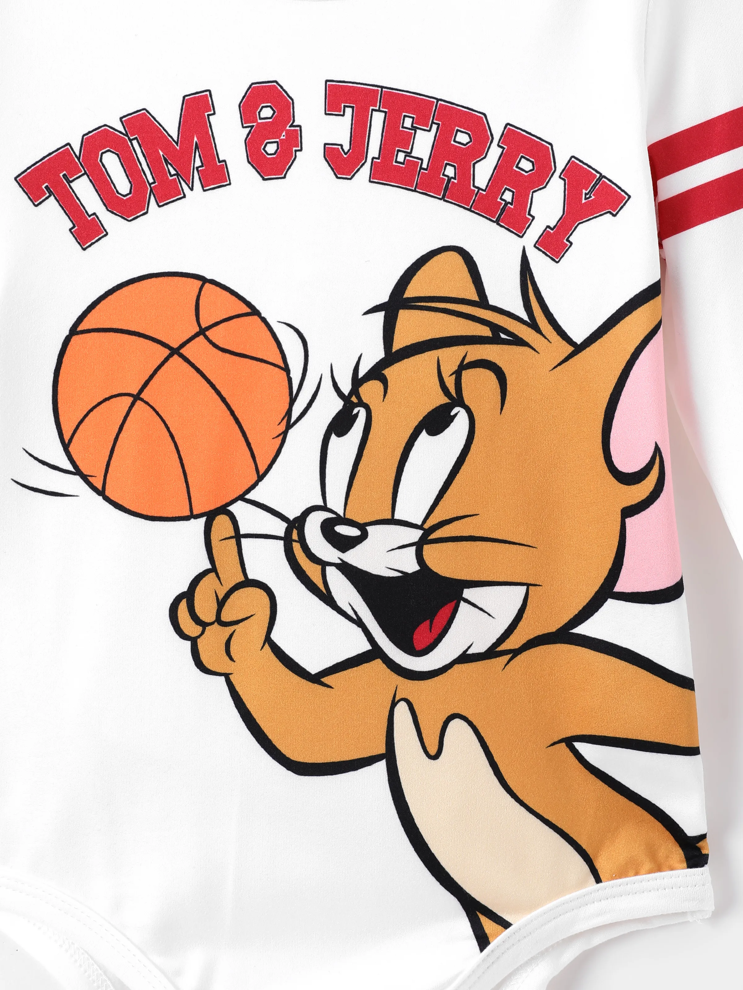 Tom and Jerry Baby Boy Character Print Long-sleeve Bodysuit White - Image 2