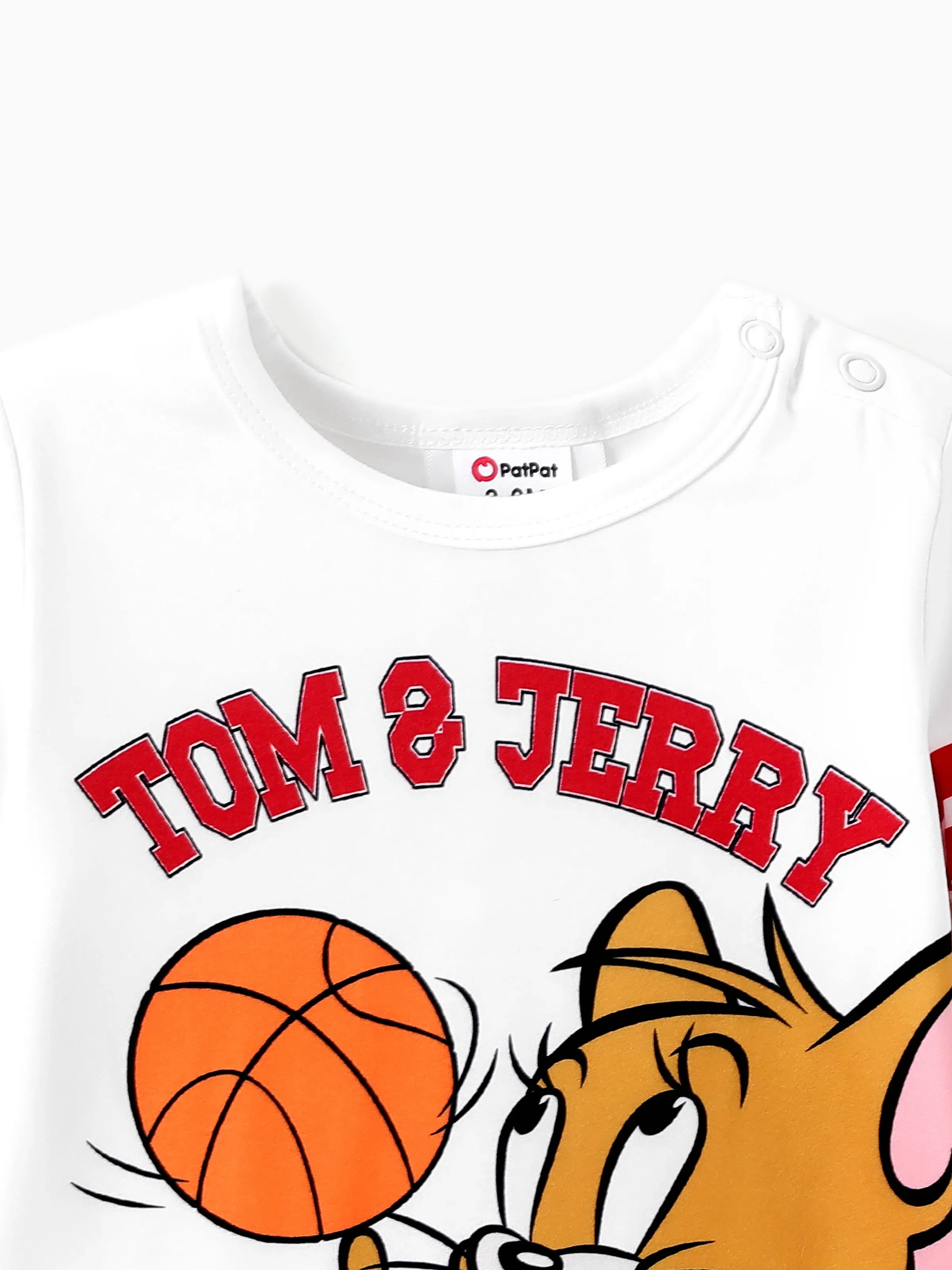 Tom and Jerry Baby Boy Character Print Long-sleeve Bodysuit White - Image 4