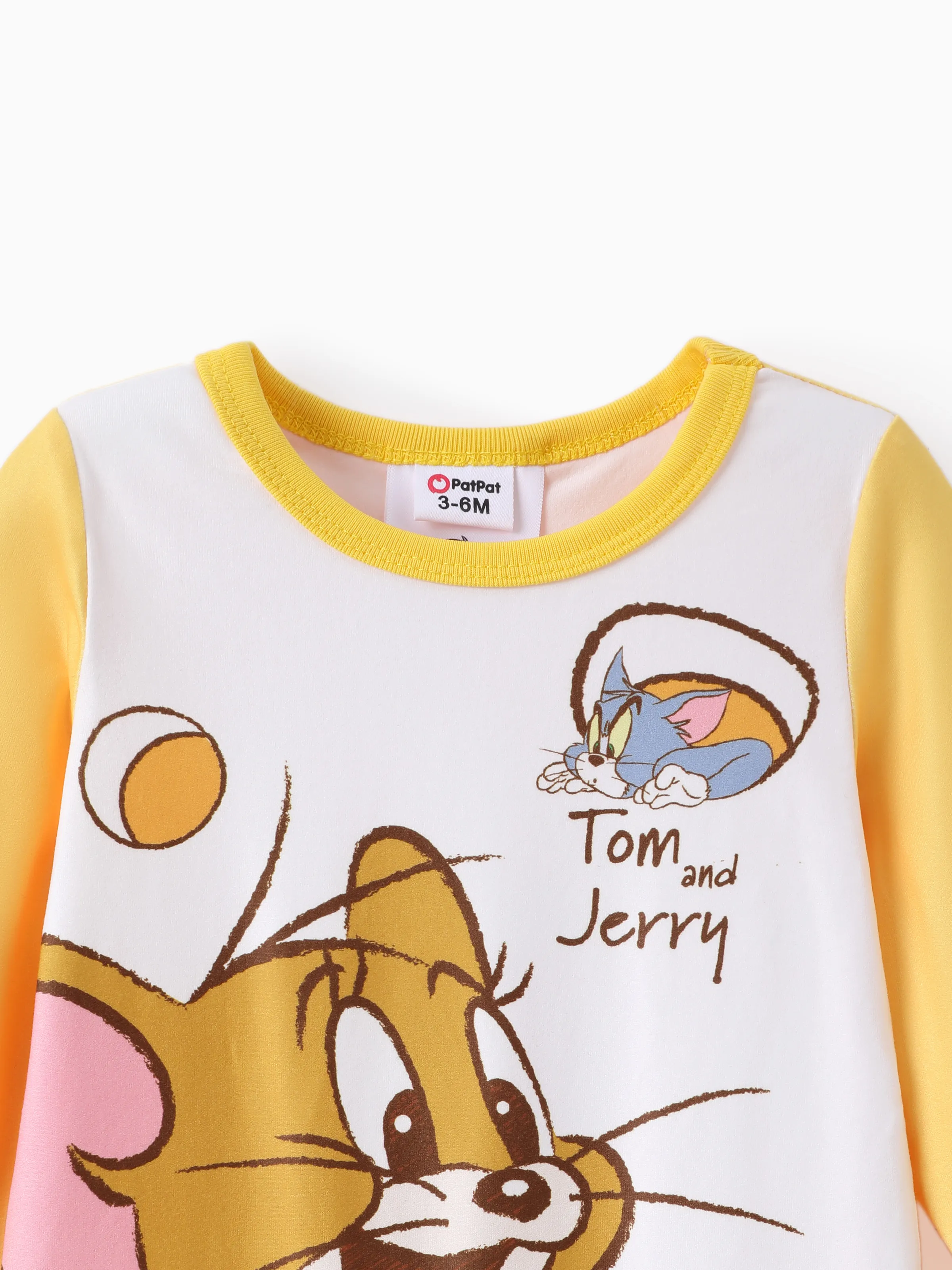 Tom and Jerry Baby Boy/Girl Cute Pattern Print Jumpsuit Yellow - Image 4
