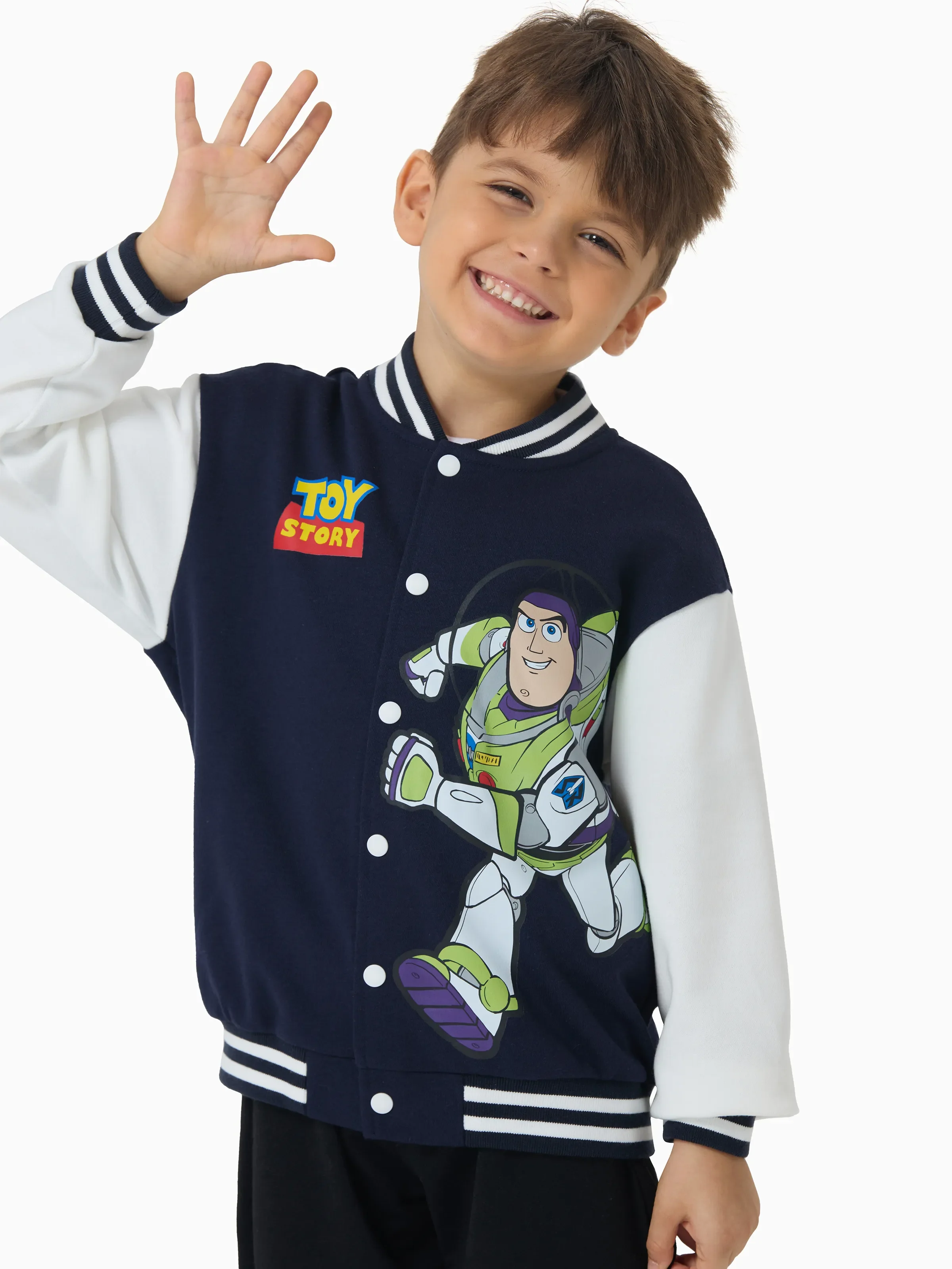 Toy Story Toddler Boy Buzz Lightyear Snap Button Colorblock Bomber Jacket Deep Blue - Image 5