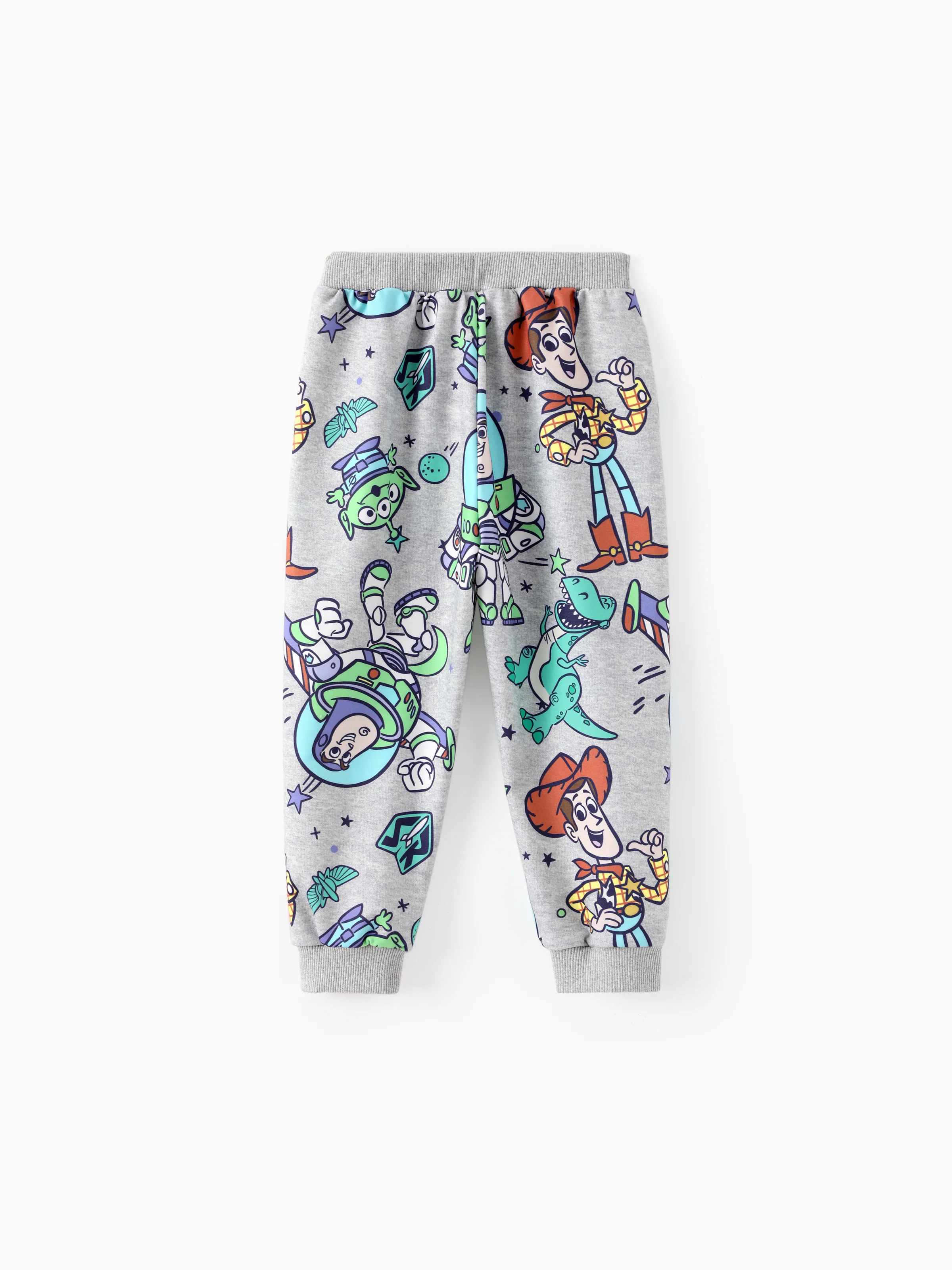 Toy Story Toddler Boy Buzz Lightyear/Woody 2pcs Ribbed Cuffs Hooded Sweatshirt and Sweatpants Set Grey - Image 4