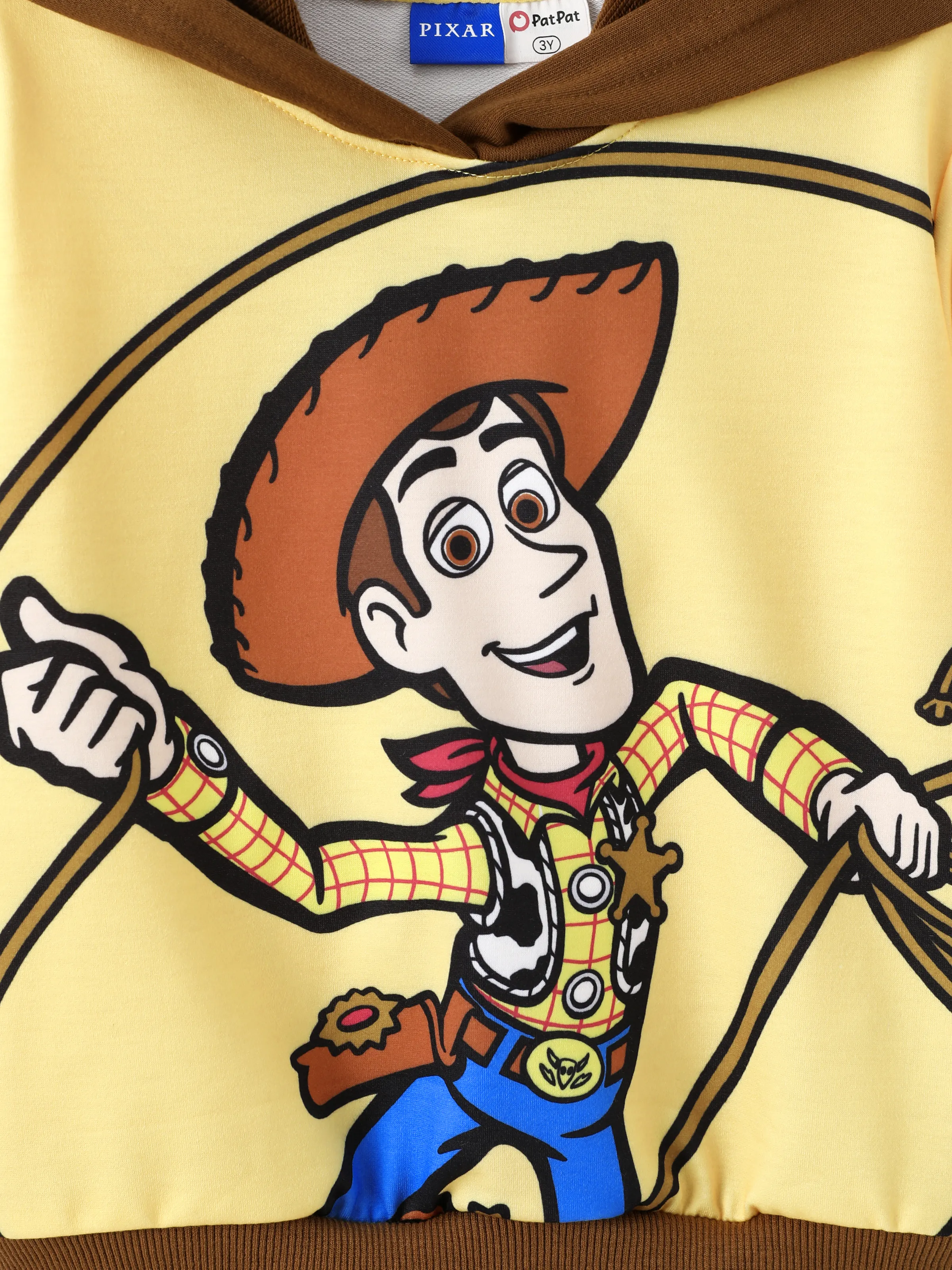 Toy Story Toddler Boy Woody Ribbed Cuffs Hooded Top Yellow - Image 2