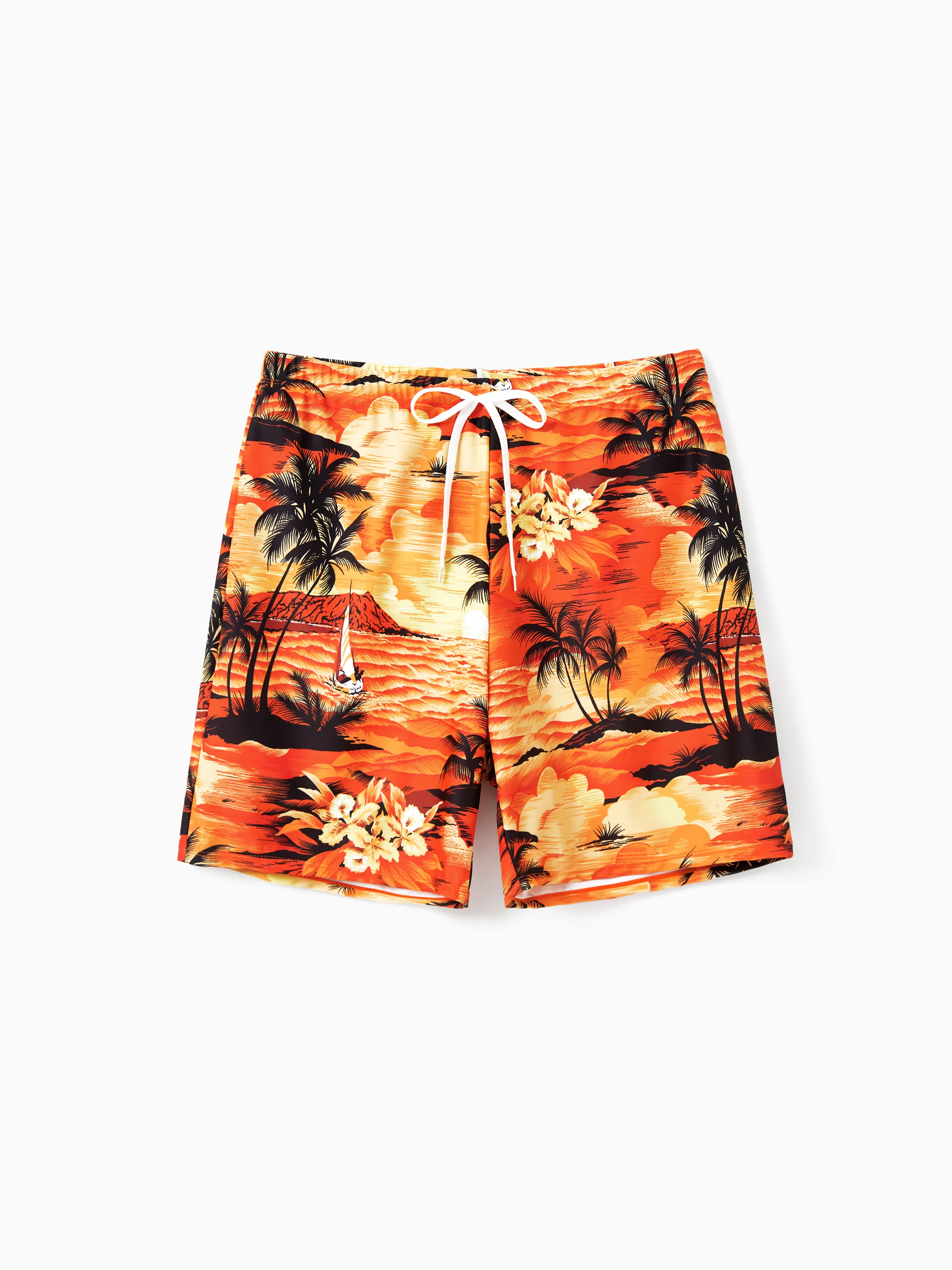 Daddy & Son Tropical Hawaiian Swimsuits Swimwear Orange - Image 3