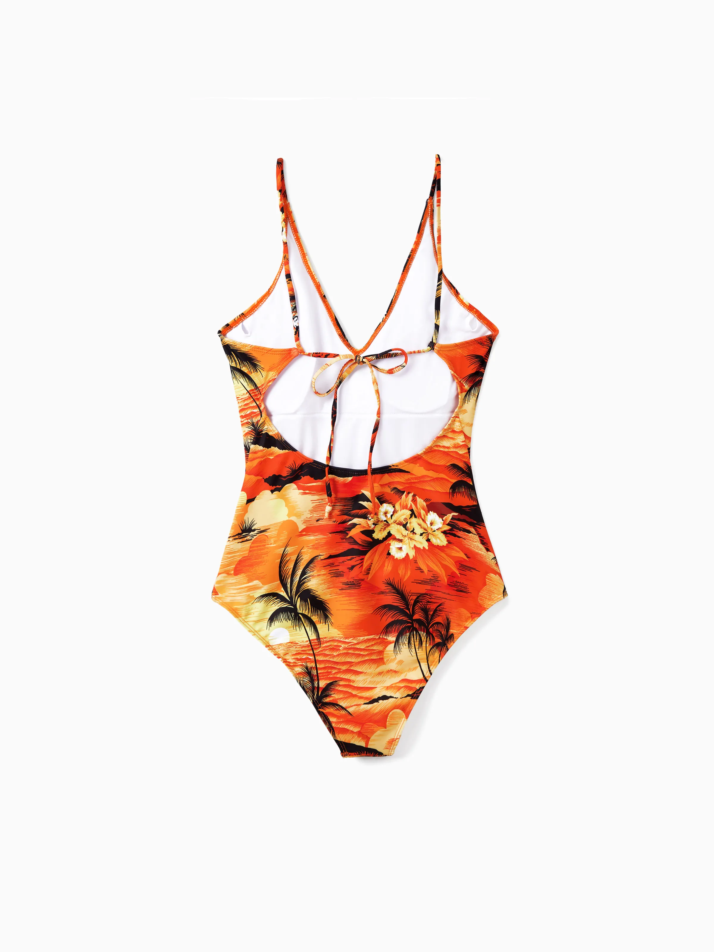 Tropical Hawaiian Swimsuits for Family Matching Swimwear Orange - Image 3