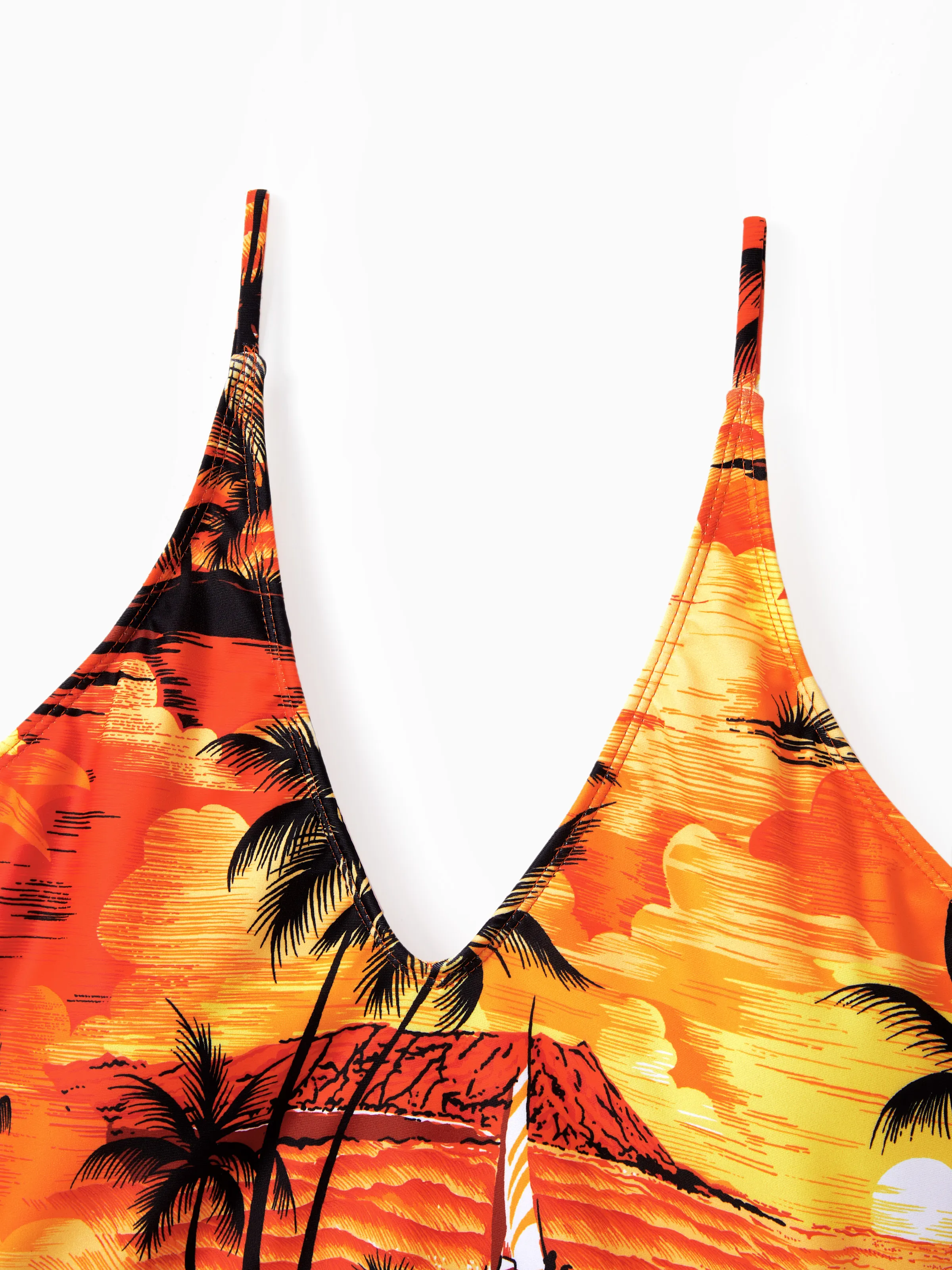 Tropical Hawaiian Swimsuits for Family Matching Swimwear Orange - Image 4